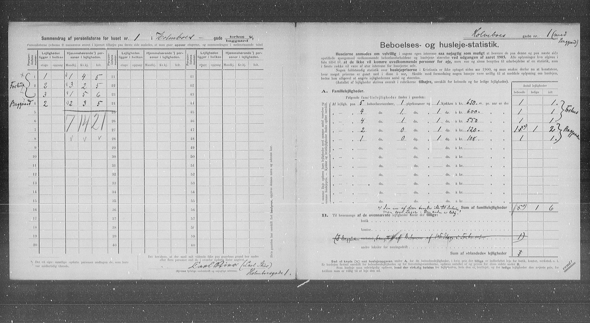 OBA, Municipal Census 1905 for Kristiania, 1905, p. 21187