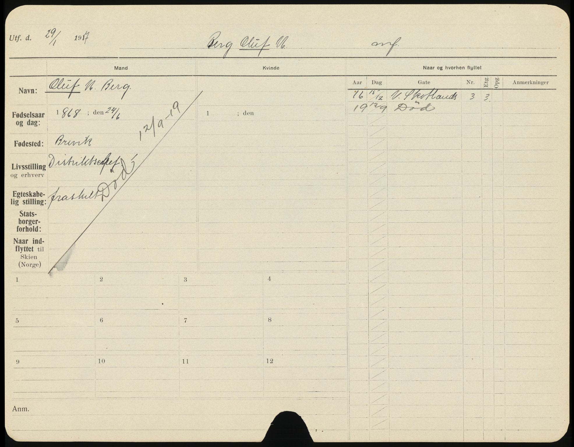 Skien folkeregister, AV/SAKO-A-425/H/Ha/L0001: Døde, 1916-1929, p. 395