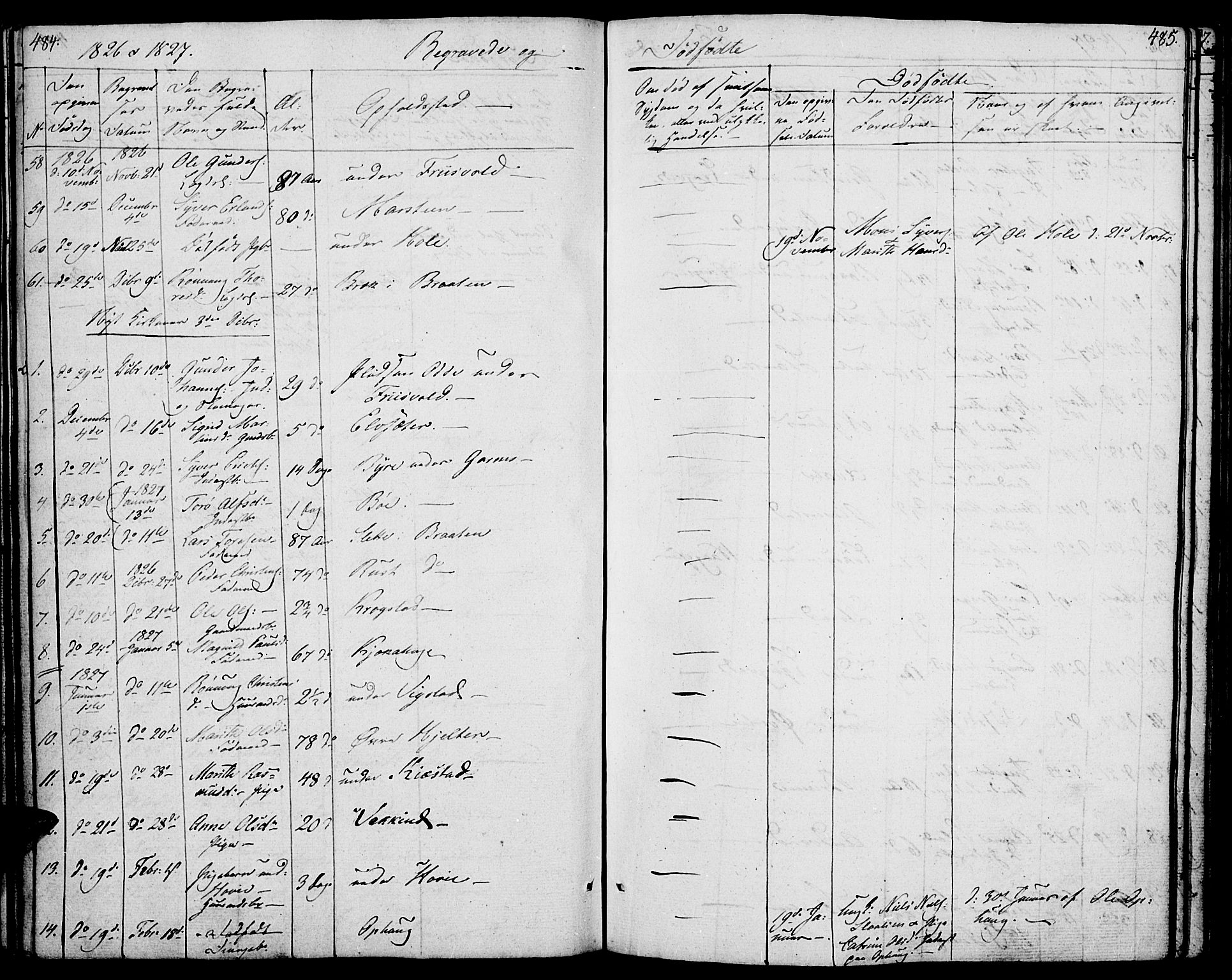 Lom prestekontor, SAH/PREST-070/K/L0005: Parish register (official) no. 5, 1825-1837, p. 484-485