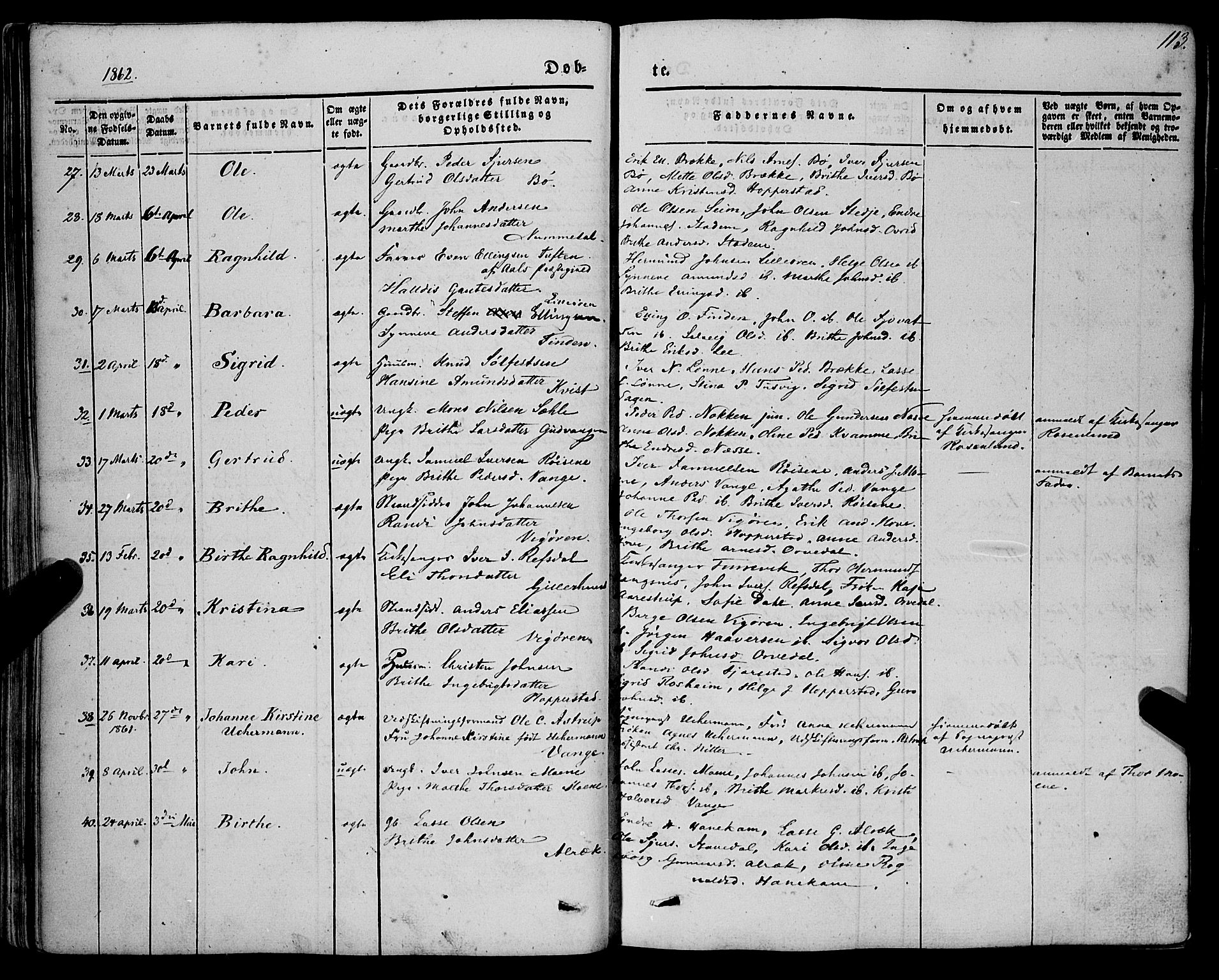 Vik sokneprestembete, SAB/A-81501: Parish register (official) no. A 8, 1846-1865, p. 113