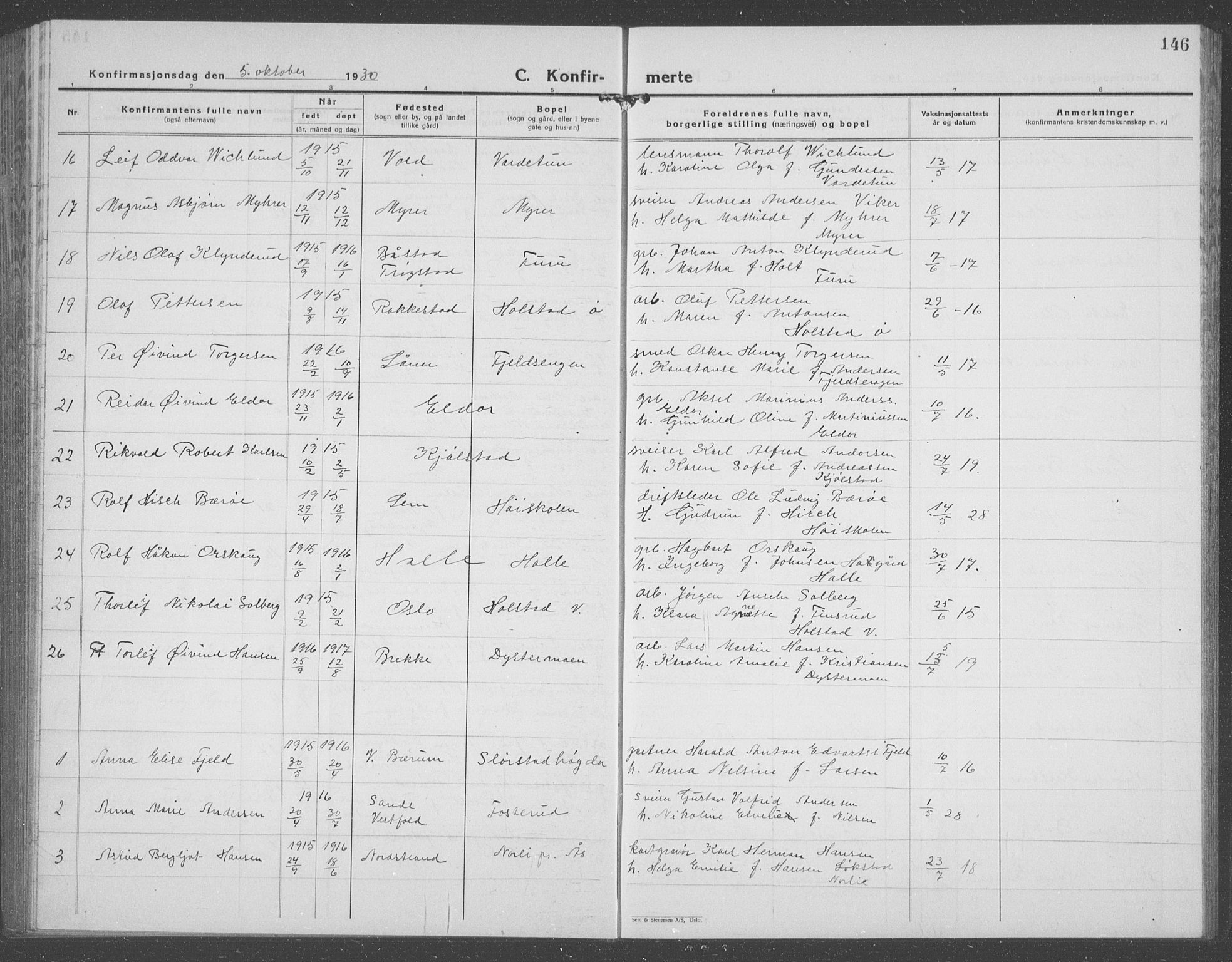 Ås prestekontor Kirkebøker, AV/SAO-A-10894/G/Ga/L0006: Parish register (copy) no. I 6, 1925-1940, p. 146