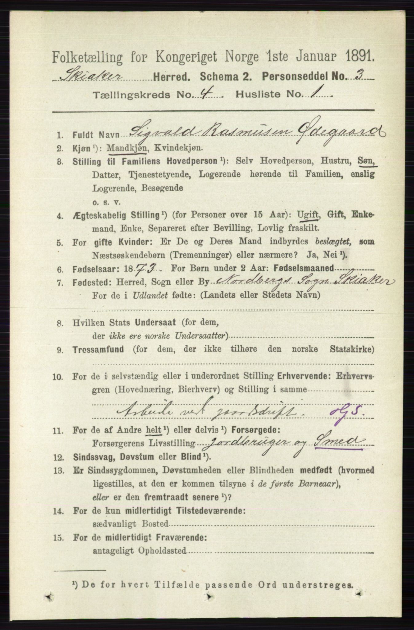 RA, 1891 census for 0513 Skjåk, 1891, p. 1341