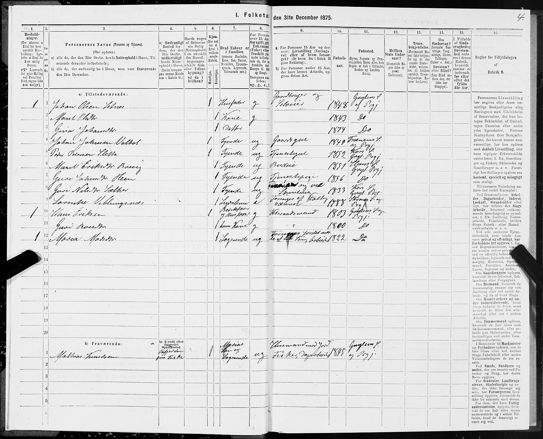 SAT, 1875 census for 1539P Grytten, 1875, p. 2004