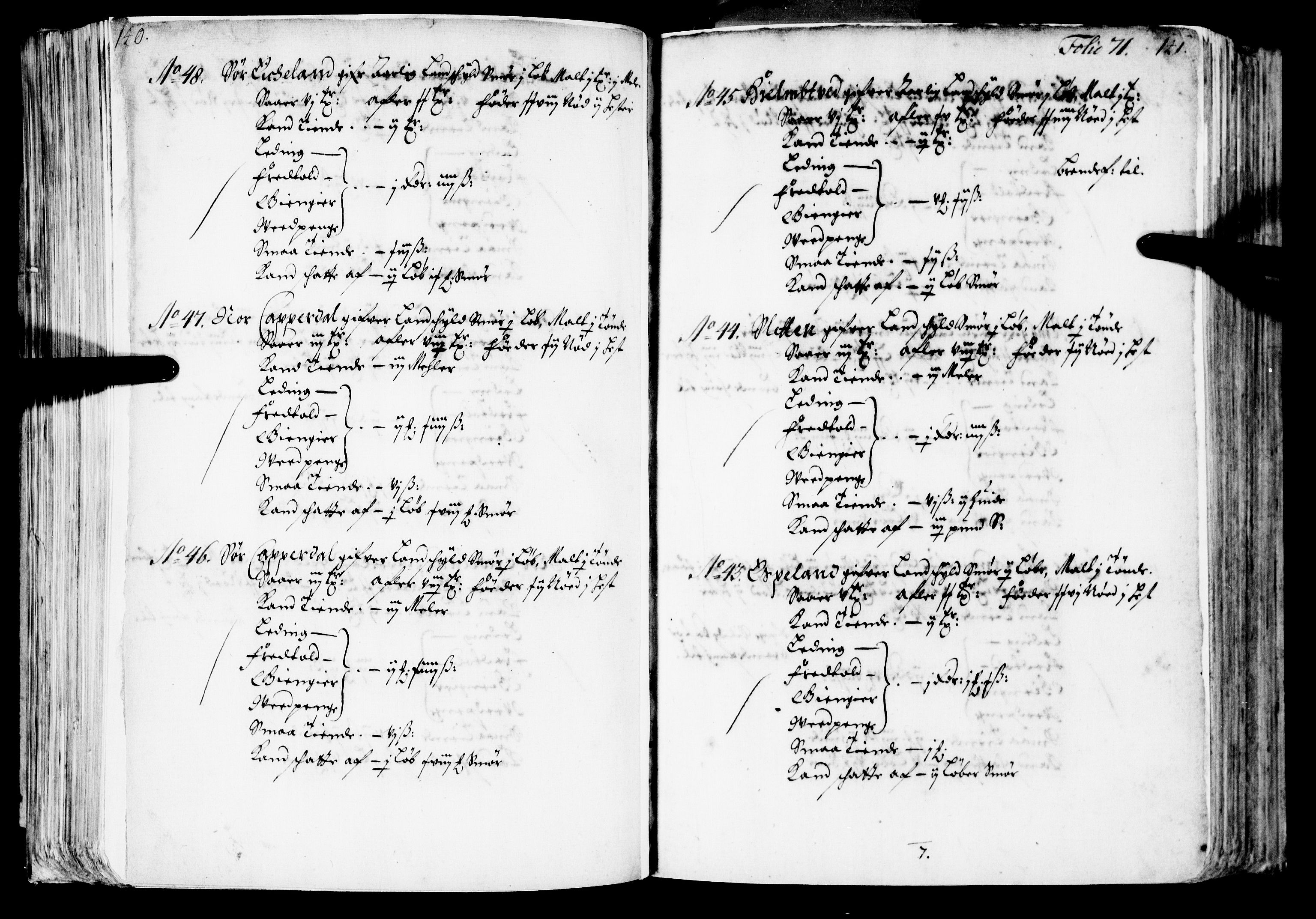 Rentekammeret inntil 1814, Realistisk ordnet avdeling, RA/EA-4070/N/Nb/Nba/L0039: Nordhordland fogderi, 1667, p. 70b-71a