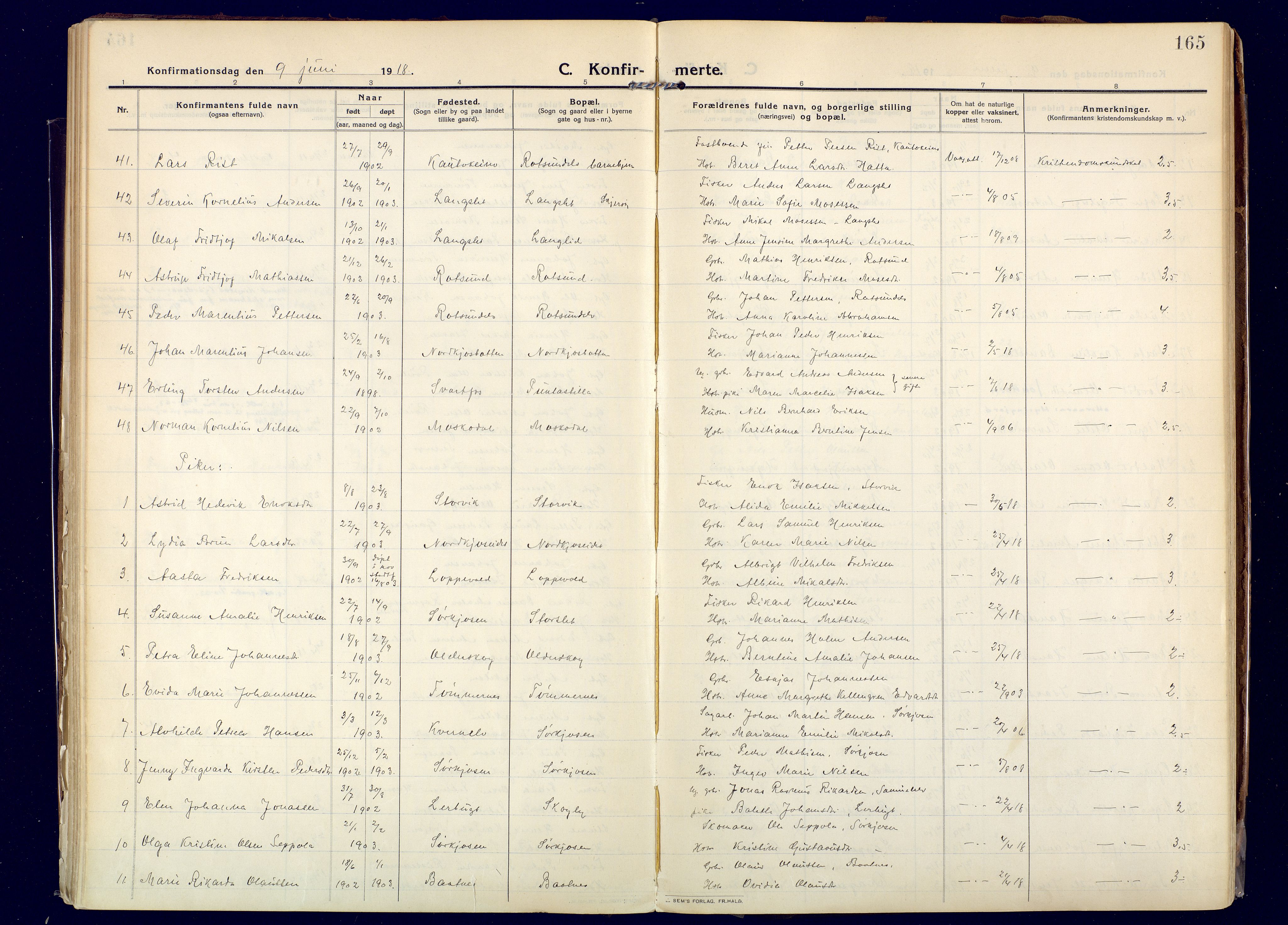 Skjervøy sokneprestkontor, AV/SATØ-S-1300/H/Ha/Haa: Parish register (official) no. 20, 1911-1931, p. 165