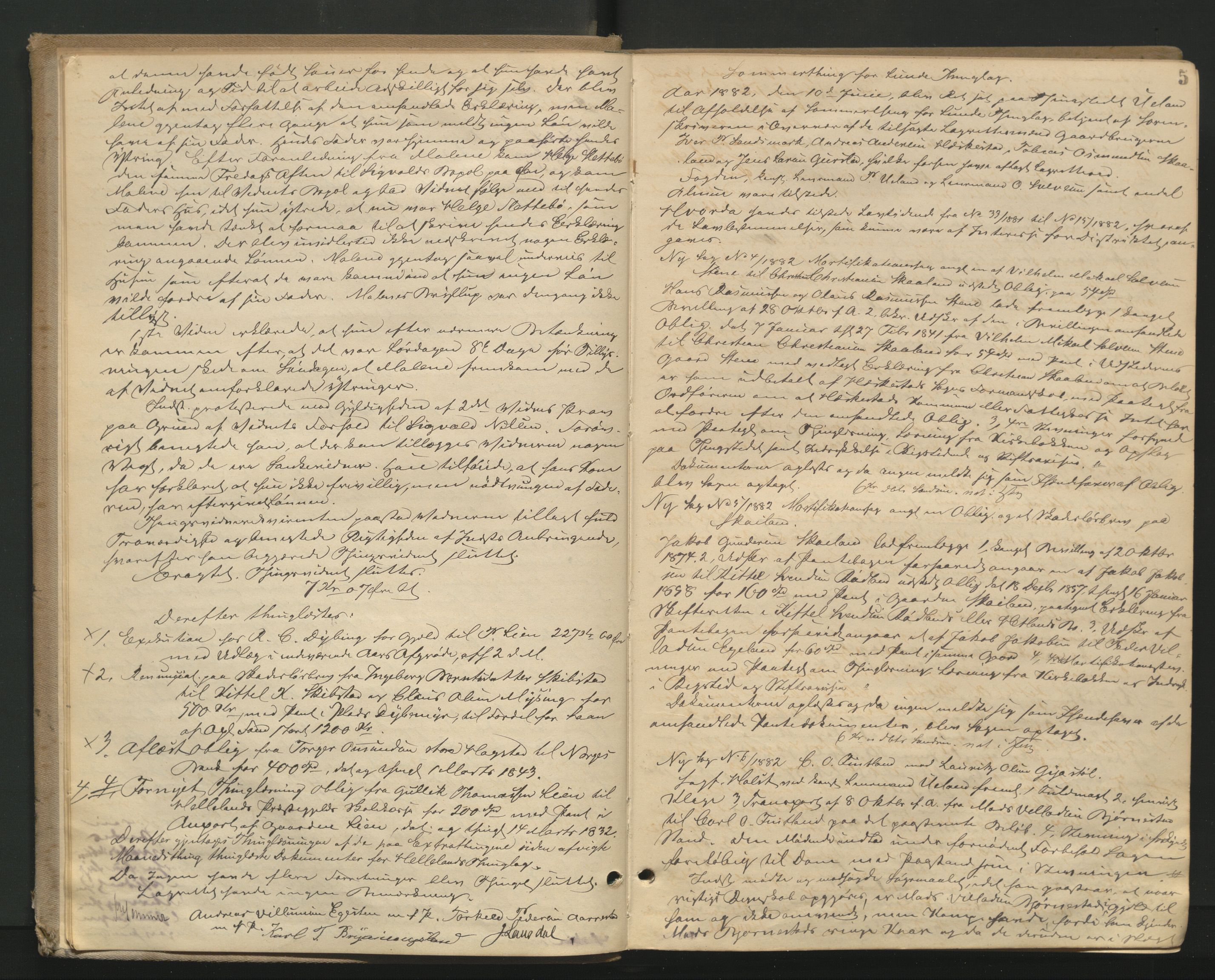 Dalane sorenskriveri, AV/SAST-A-100309/001/3/30/30BA/L0003: TINGBOK, 1882-1888, p. 4b-5a