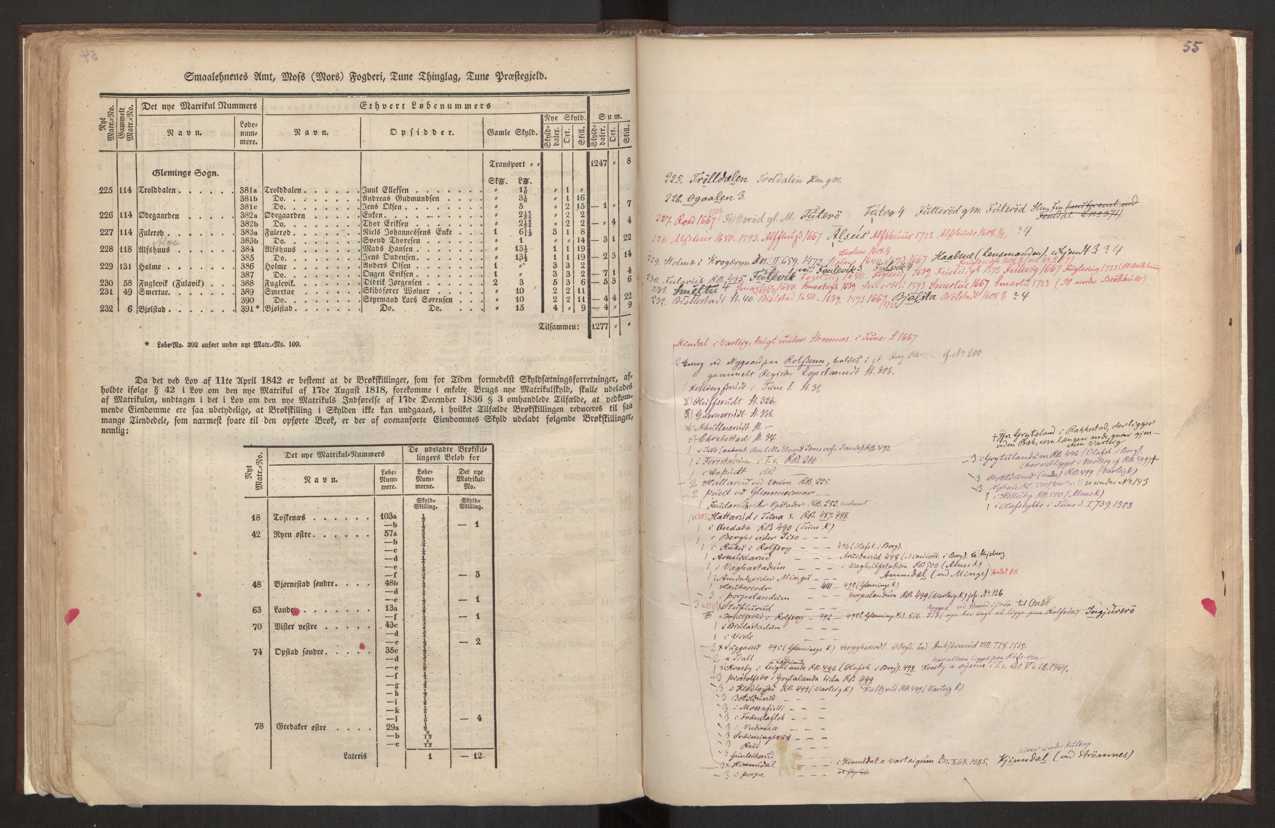 Rygh, RA/PA-0034/F/Fb/L0001: Matrikkelen for 1838 - Smaalenes amt (Østfold fylke), 1838, p. 55a