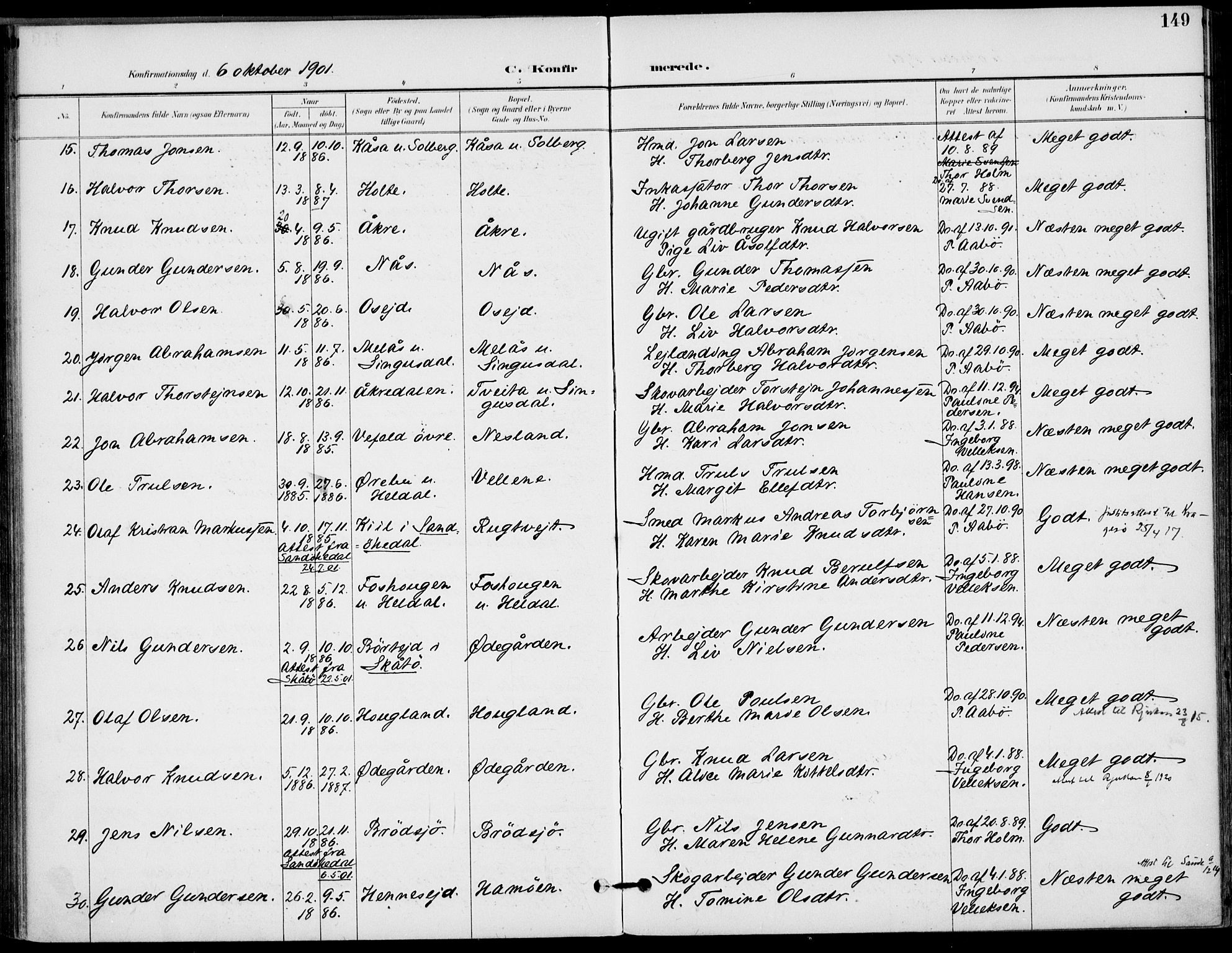 Drangedal kirkebøker, AV/SAKO-A-258/F/Fa/L0012: Parish register (official) no. 12, 1895-1905, p. 149