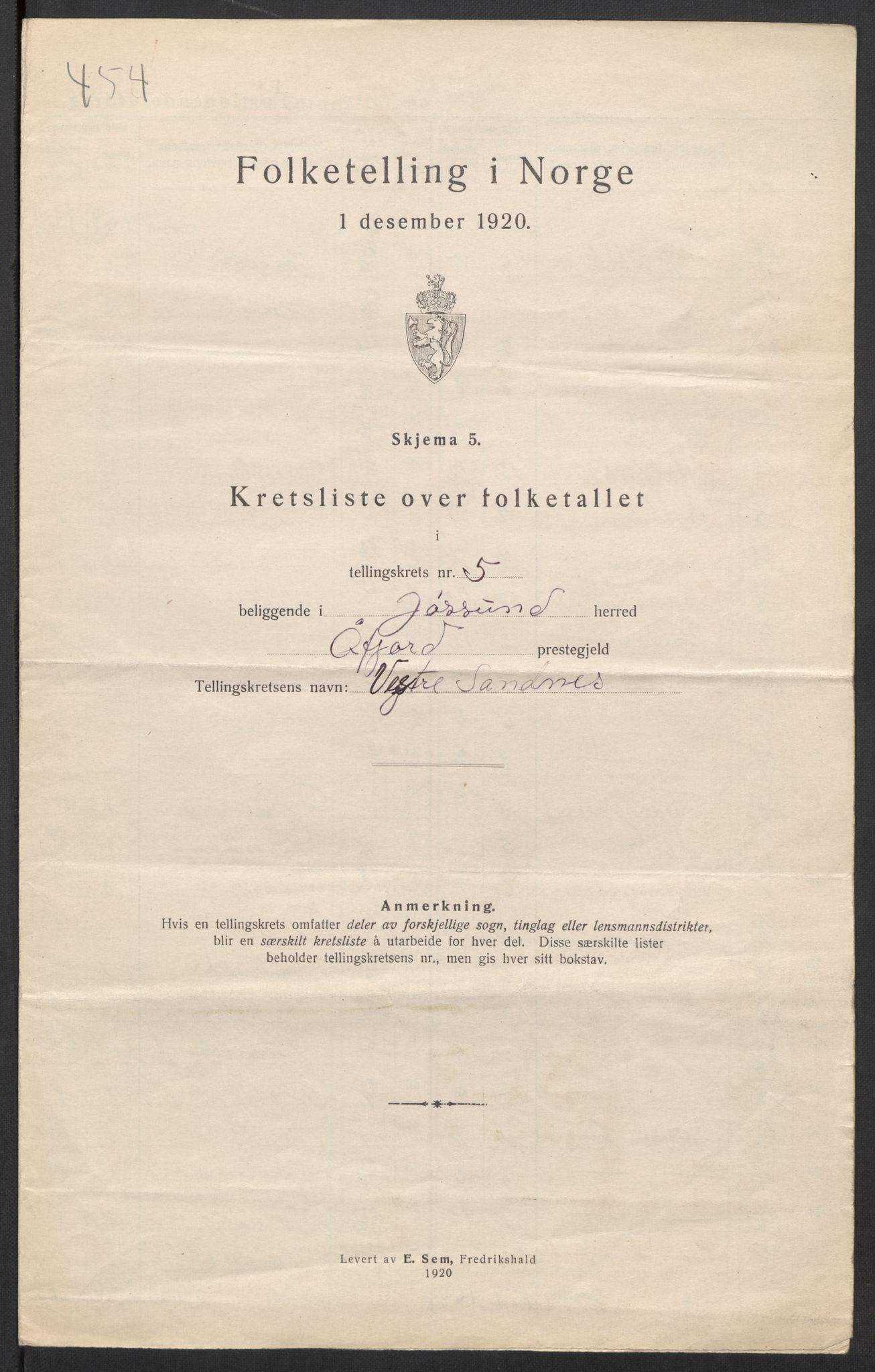 SAT, 1920 census for Jøssund, 1920, p. 23