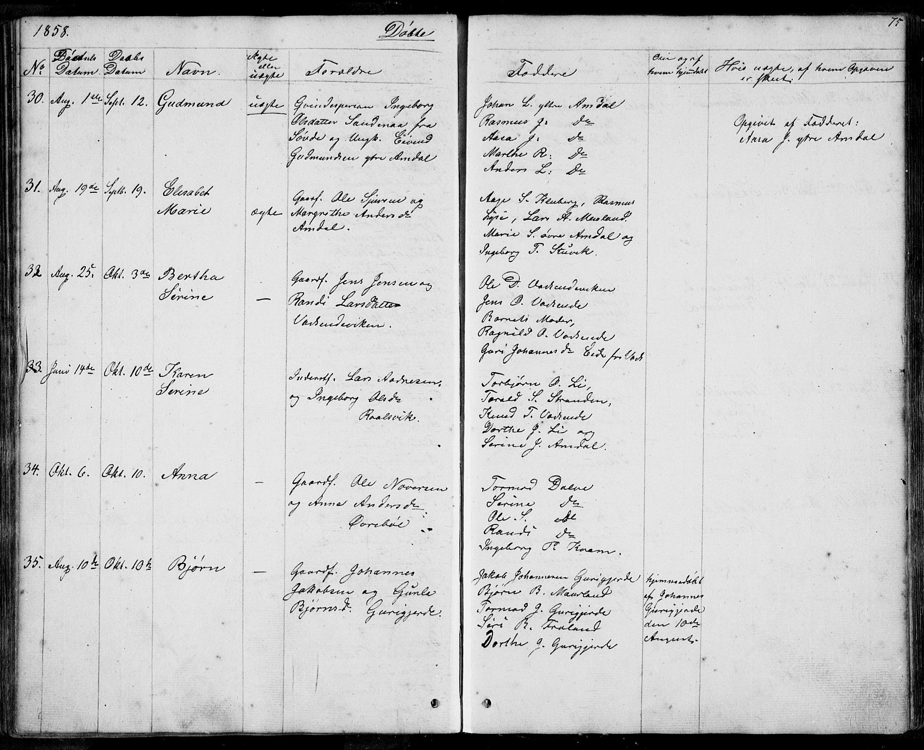 Nedstrand sokneprestkontor, AV/SAST-A-101841/01/IV: Parish register (official) no. A 8, 1839-1860, p. 75