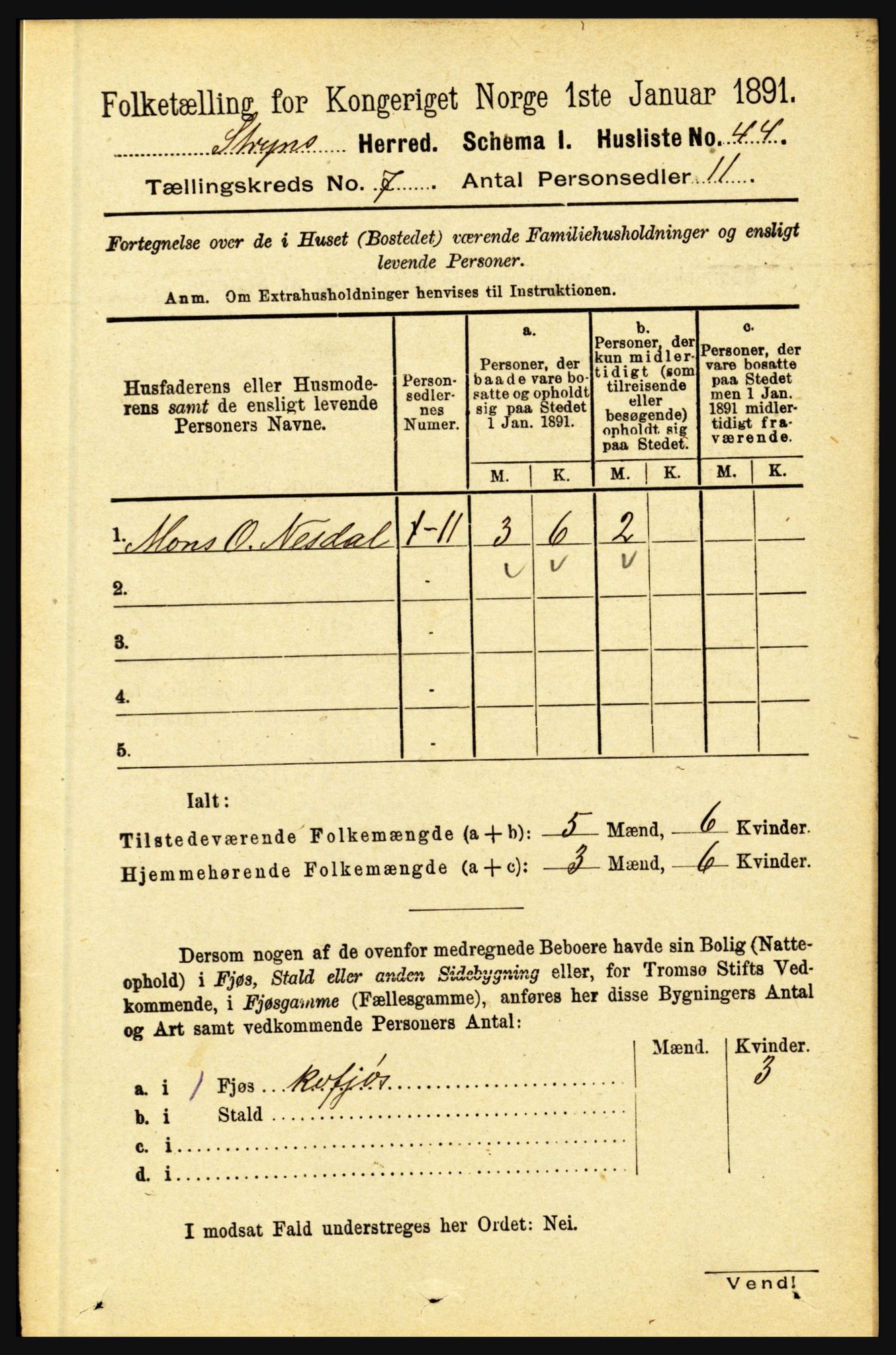 RA, 1891 census for 1448 Stryn, 1891, p. 2816