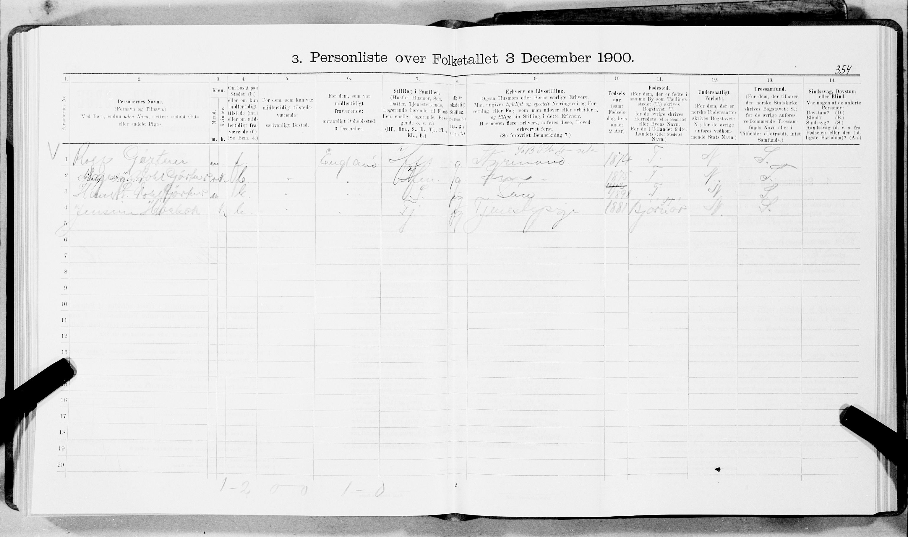 SAT, 1900 census for Trondheim, 1900, p. 7103