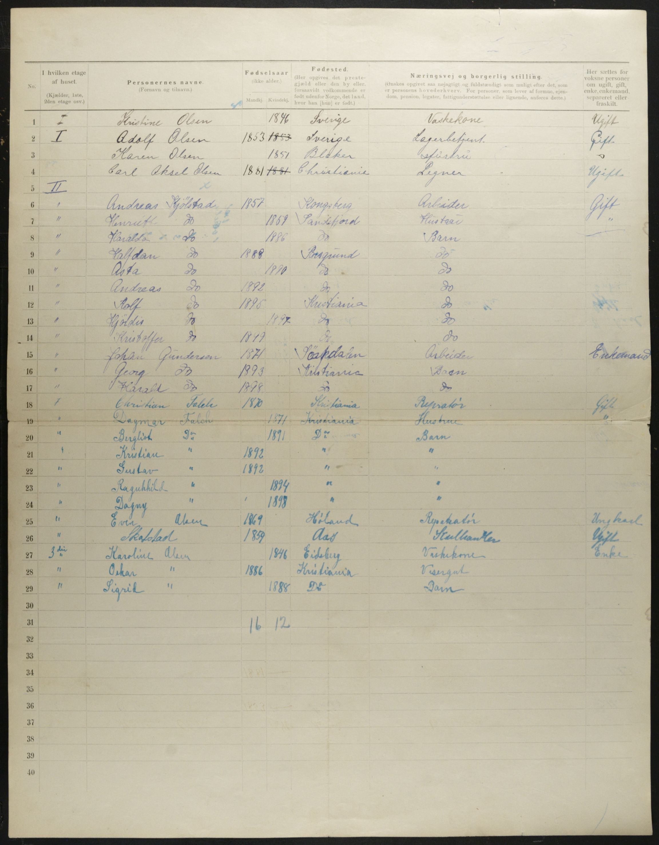 OBA, Municipal Census 1901 for Kristiania, 1901, p. 1266