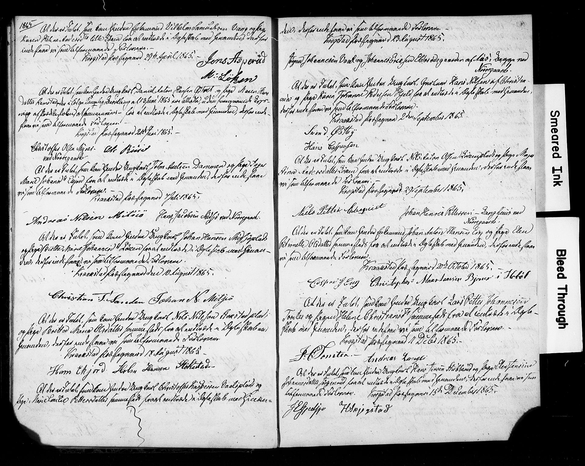 Kråkstad prestekontor Kirkebøker, AV/SAO-A-10125a/K/L0001: Best man's statements no. 1, 1860-1906