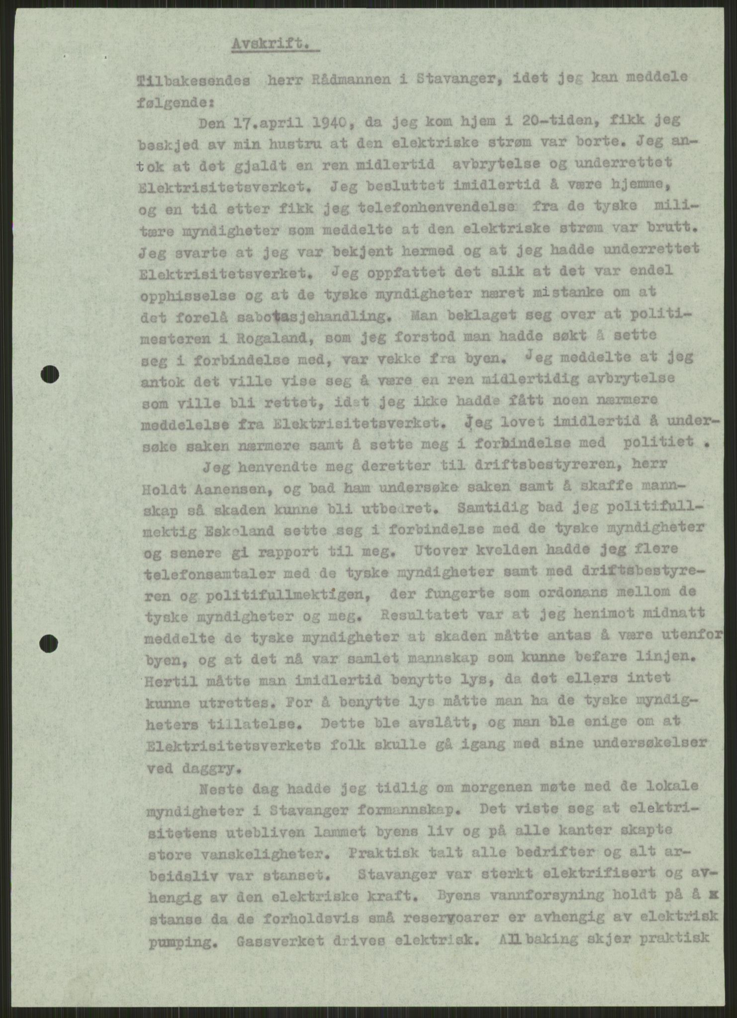 Forsvaret, Forsvarets krigshistoriske avdeling, AV/RA-RAFA-2017/Y/Ya/L0015: II-C-11-31 - Fylkesmenn.  Rapporter om krigsbegivenhetene 1940., 1940, p. 16