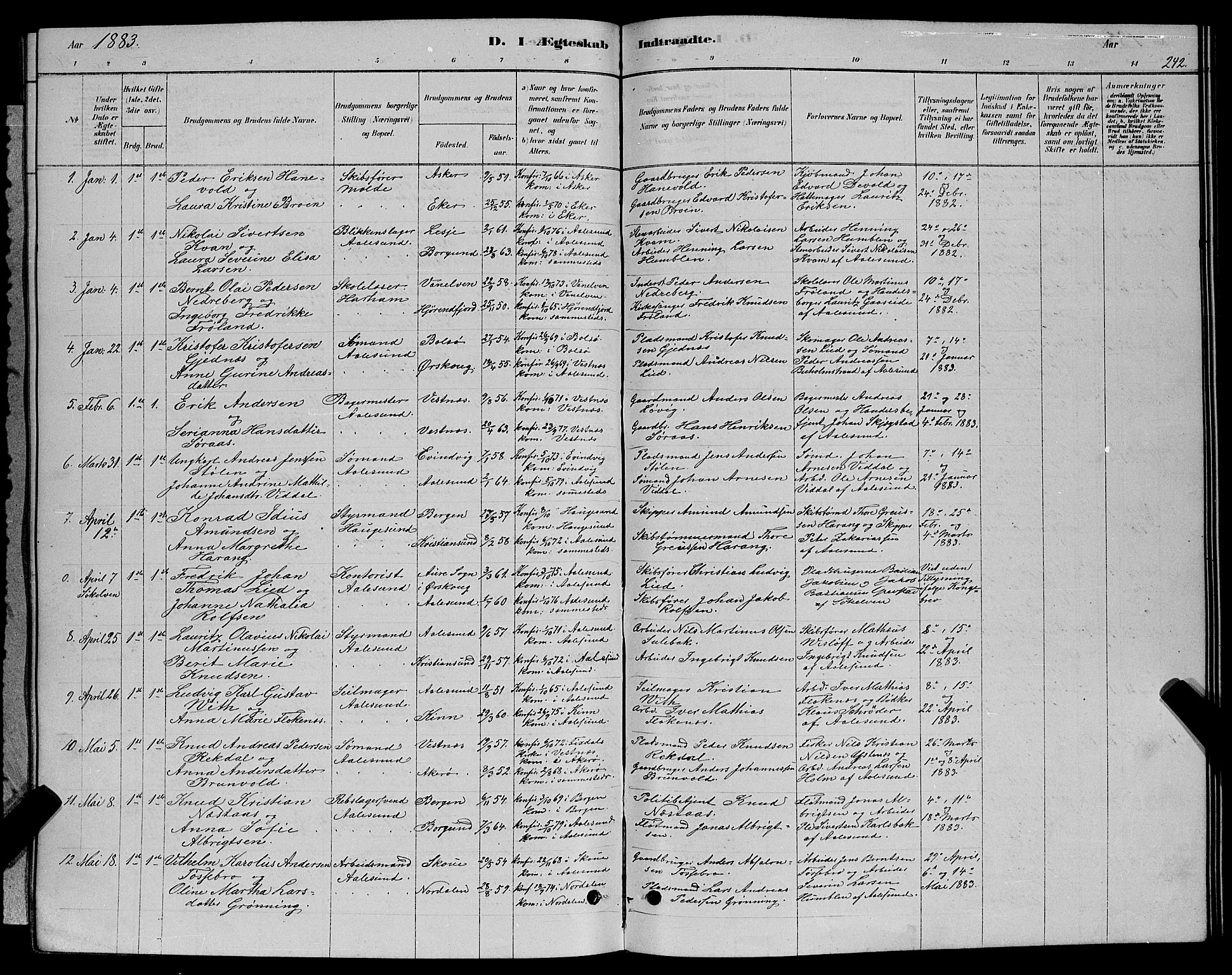 Ministerialprotokoller, klokkerbøker og fødselsregistre - Møre og Romsdal, AV/SAT-A-1454/529/L0466: Parish register (copy) no. 529C03, 1878-1888, p. 243