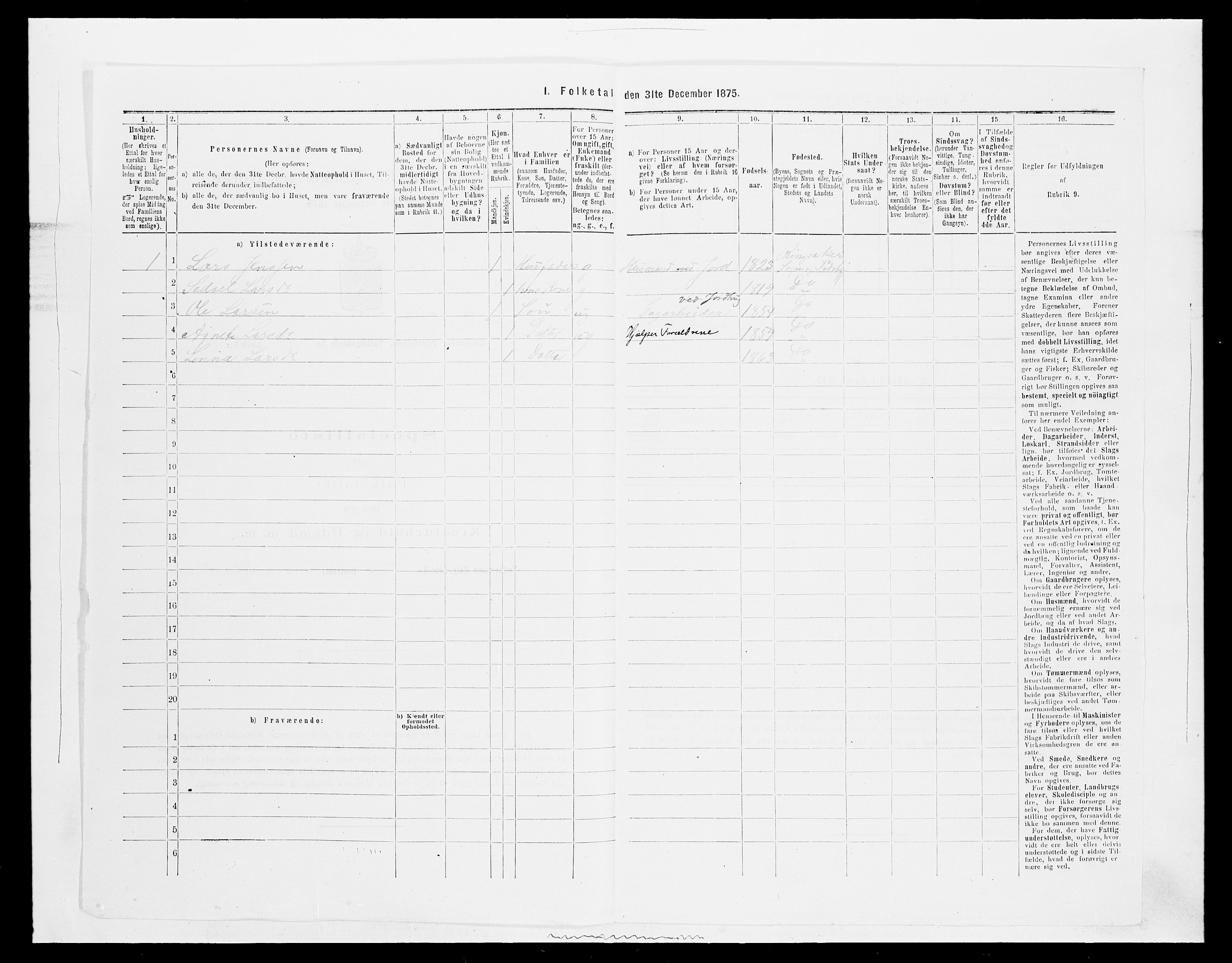 SAH, 1875 census for 0412P Ringsaker, 1875, p. 3037