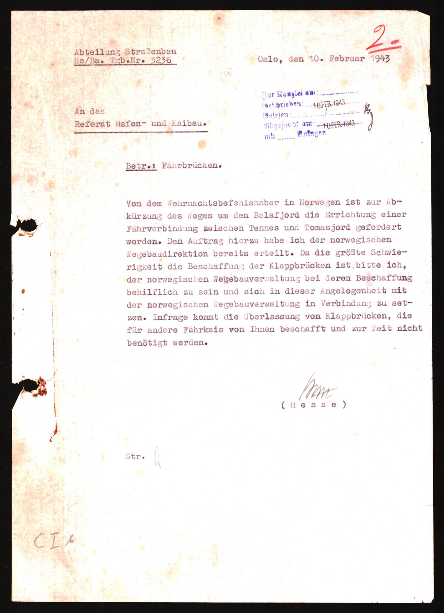Tyske arkiver, Organisation Todt (OT), Einsatzgruppe Wiking, AV/RA-RAFA-2188/1/E/E2/E2d/L0023: Fähren und Anlegen, 1942-1944, p. 14