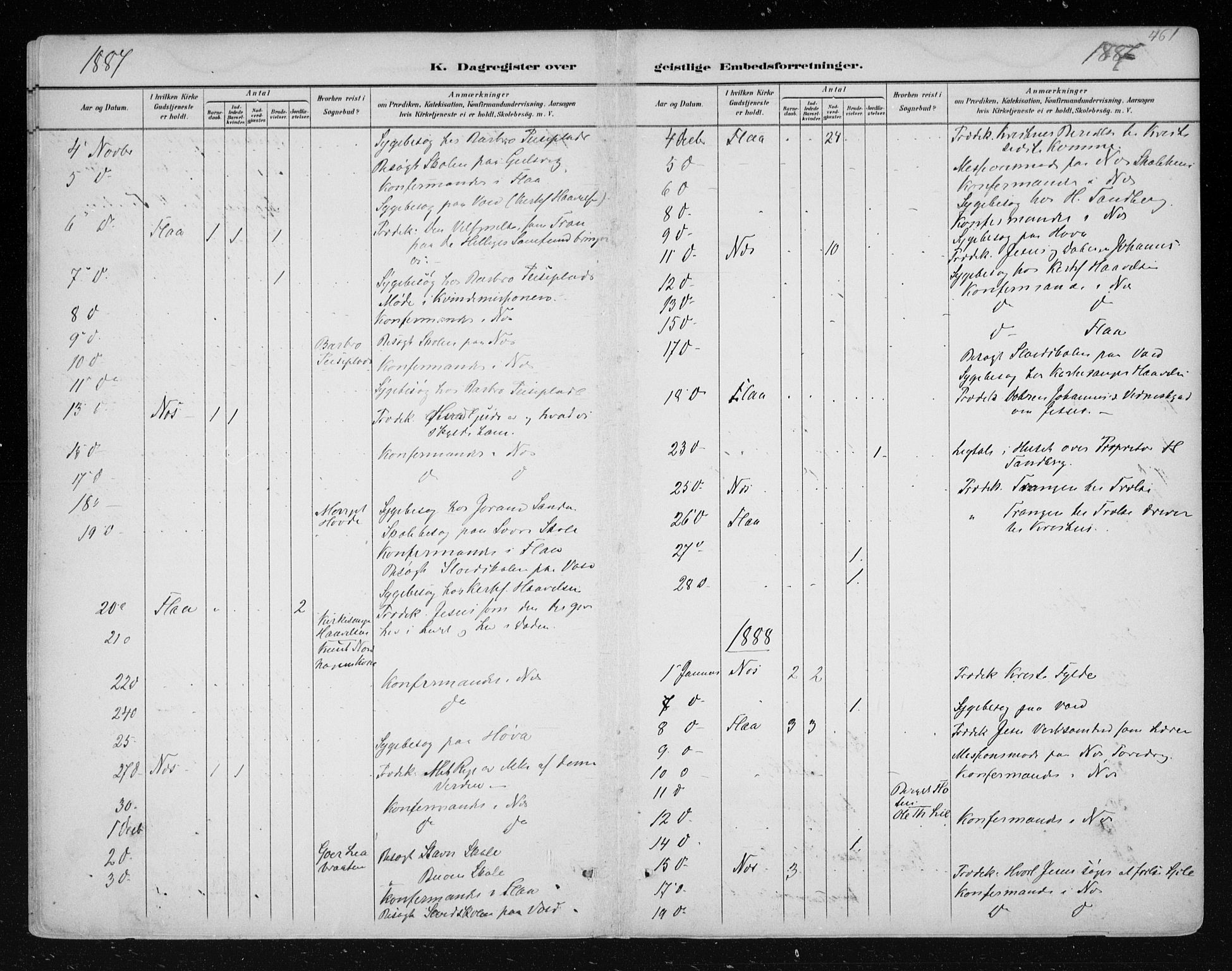 Nes kirkebøker, SAKO/A-236/F/Fa/L0011: Parish register (official) no. 11, 1881-1912, p. 461
