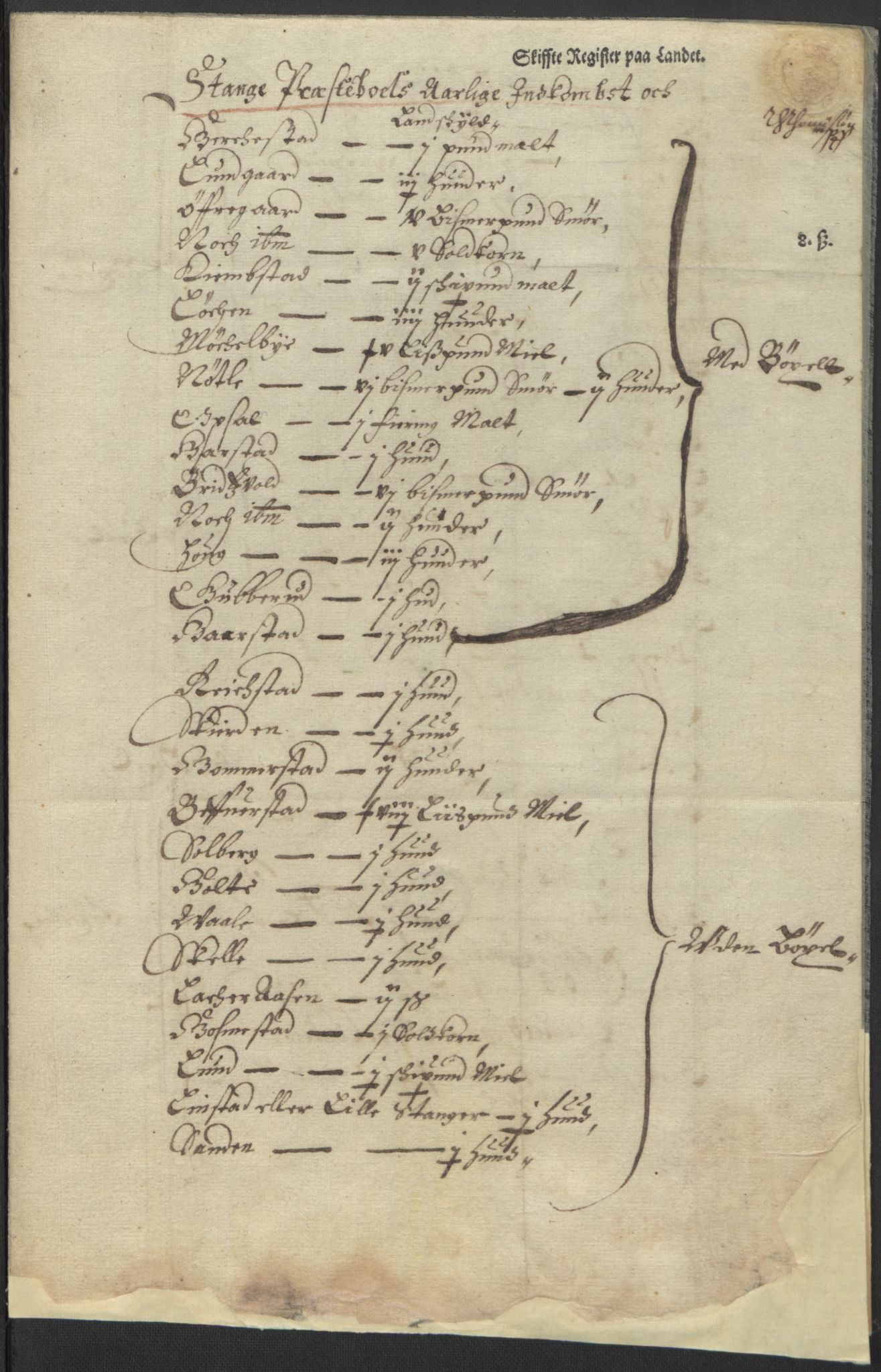 Rentekammeret inntil 1814, Realistisk ordnet avdeling, AV/RA-EA-4070/L/L0010/0005: Oppland lagdømme: / Jordebøker for prestebolene, 1661