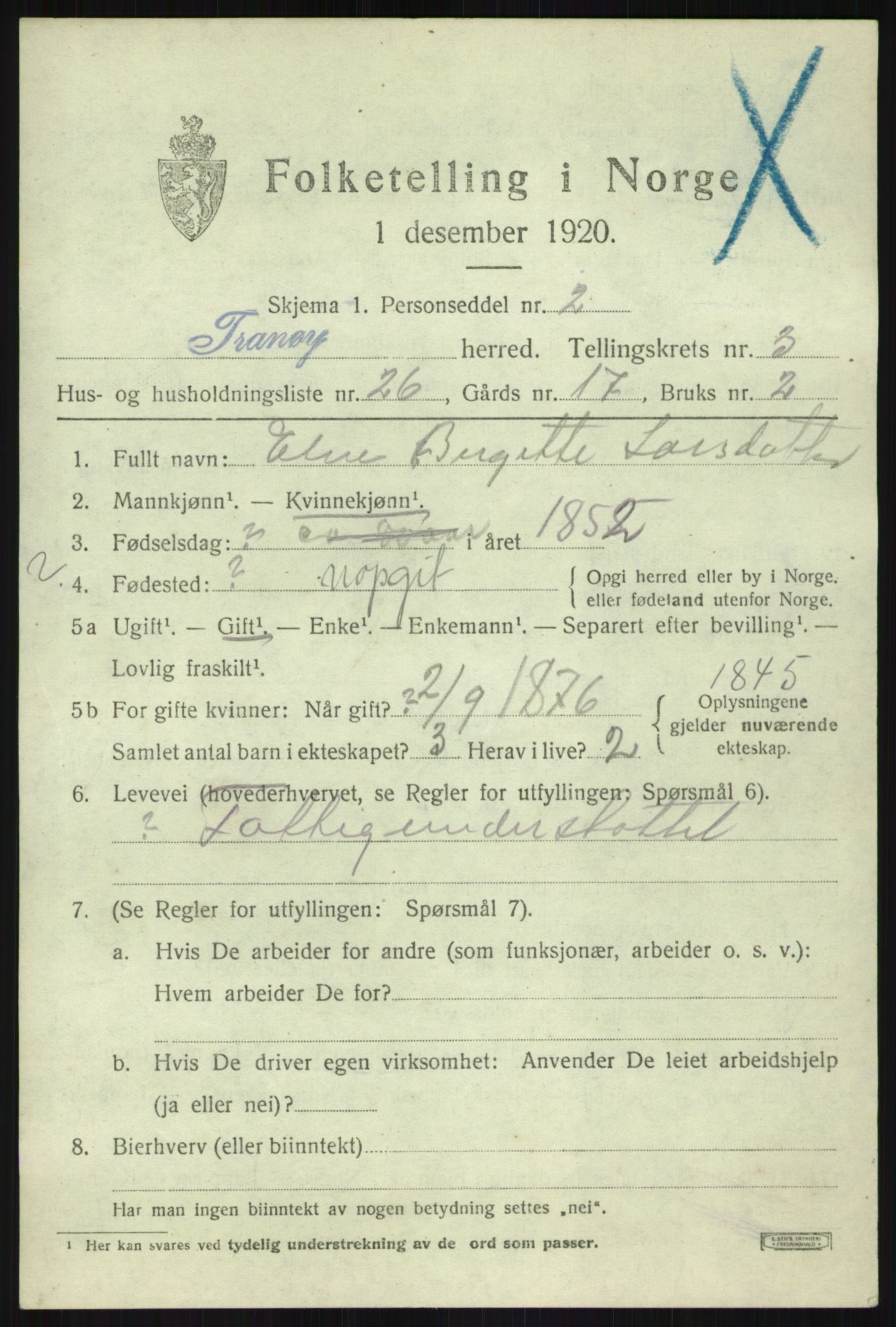 SATØ, 1920 census for Tranøy, 1920, p. 1943