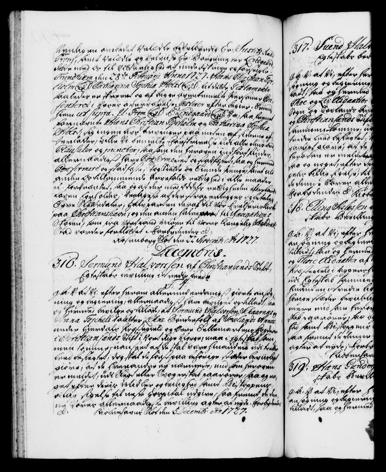 Danske Kanselli 1572-1799, AV/RA-EA-3023/F/Fc/Fca/Fcaa/L0025: Norske registre, 1726-1728, p. 499b