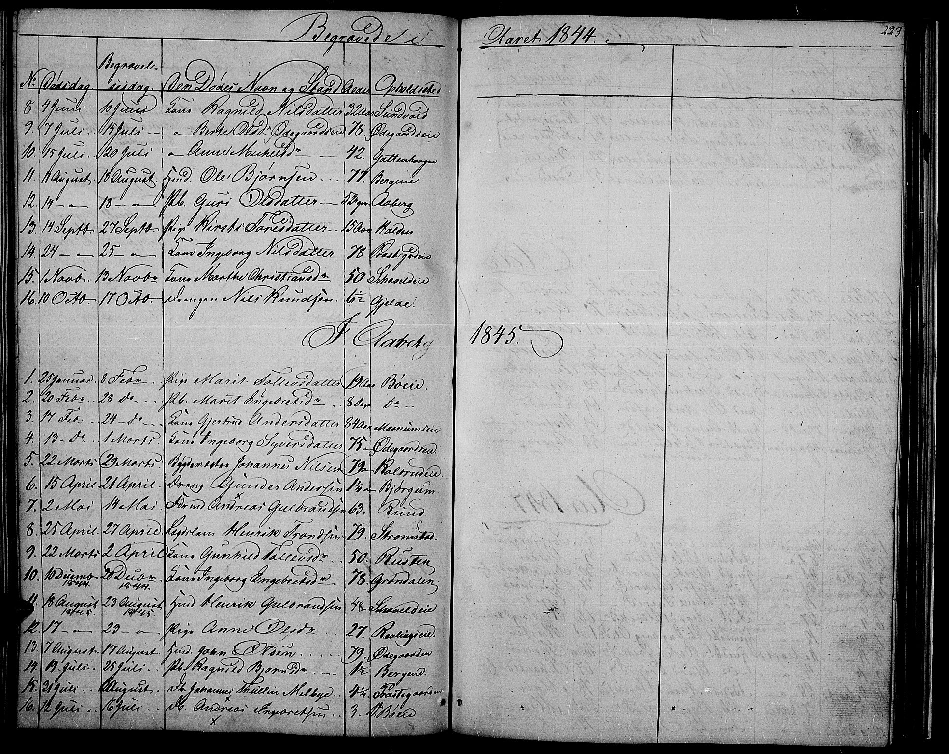 Nord-Aurdal prestekontor, SAH/PREST-132/H/Ha/Hab/L0002: Parish register (copy) no. 2, 1842-1877, p. 223