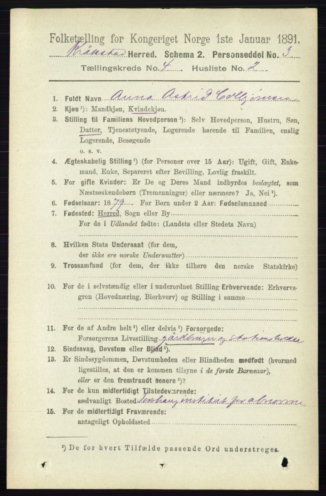 RA, 1891 census for 0212 Kråkstad, 1891, p. 1731