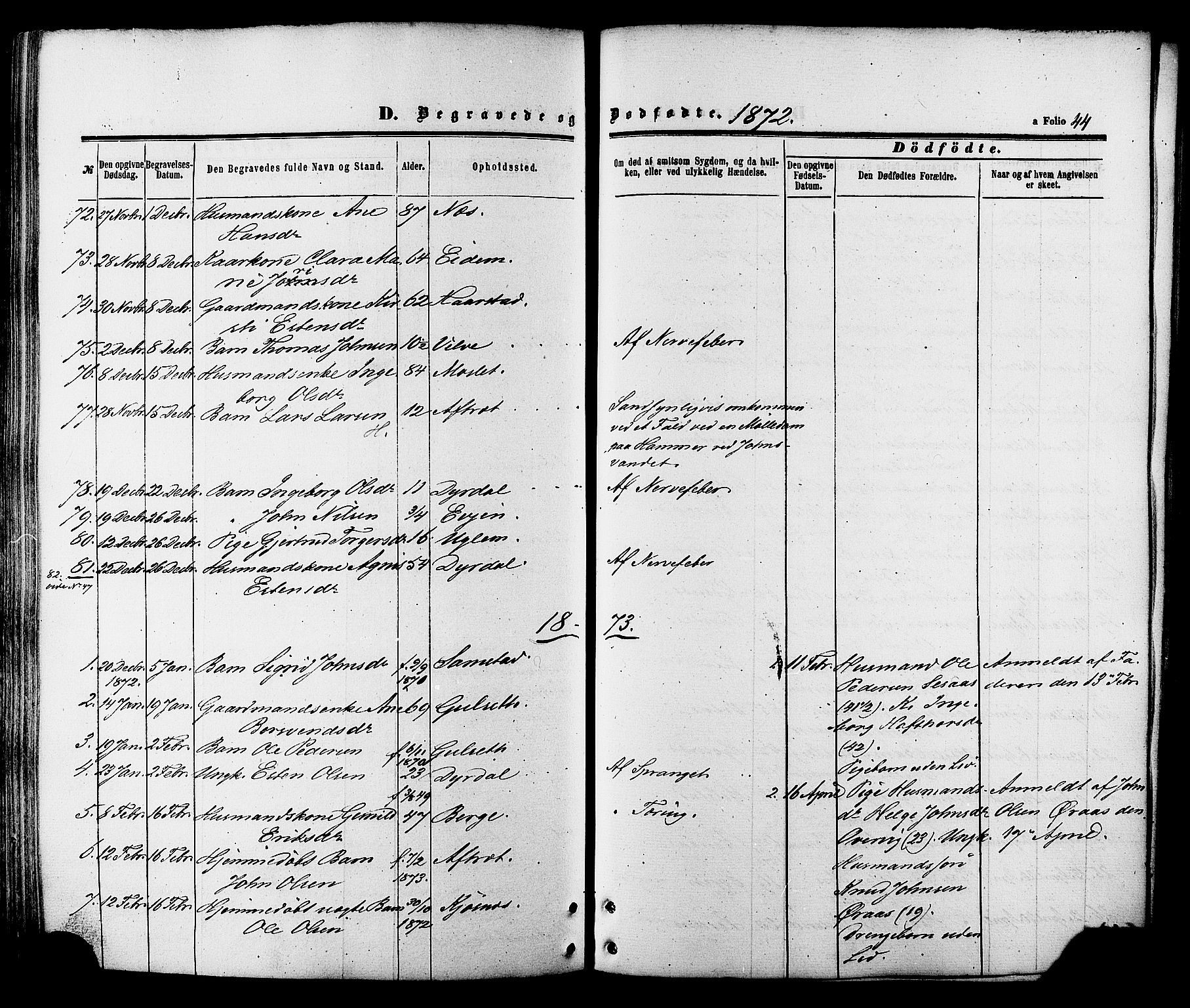 Ministerialprotokoller, klokkerbøker og fødselsregistre - Sør-Trøndelag, SAT/A-1456/695/L1147: Parish register (official) no. 695A07, 1860-1877, p. 44