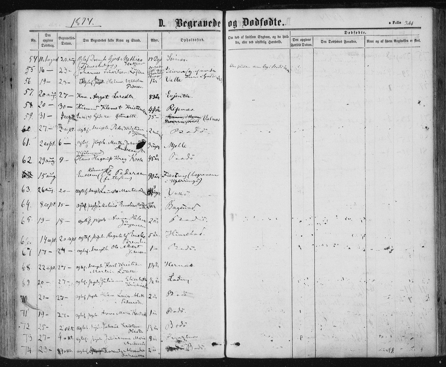 Ministerialprotokoller, klokkerbøker og fødselsregistre - Nordland, AV/SAT-A-1459/801/L0008: Parish register (official) no. 801A08, 1864-1875, p. 344