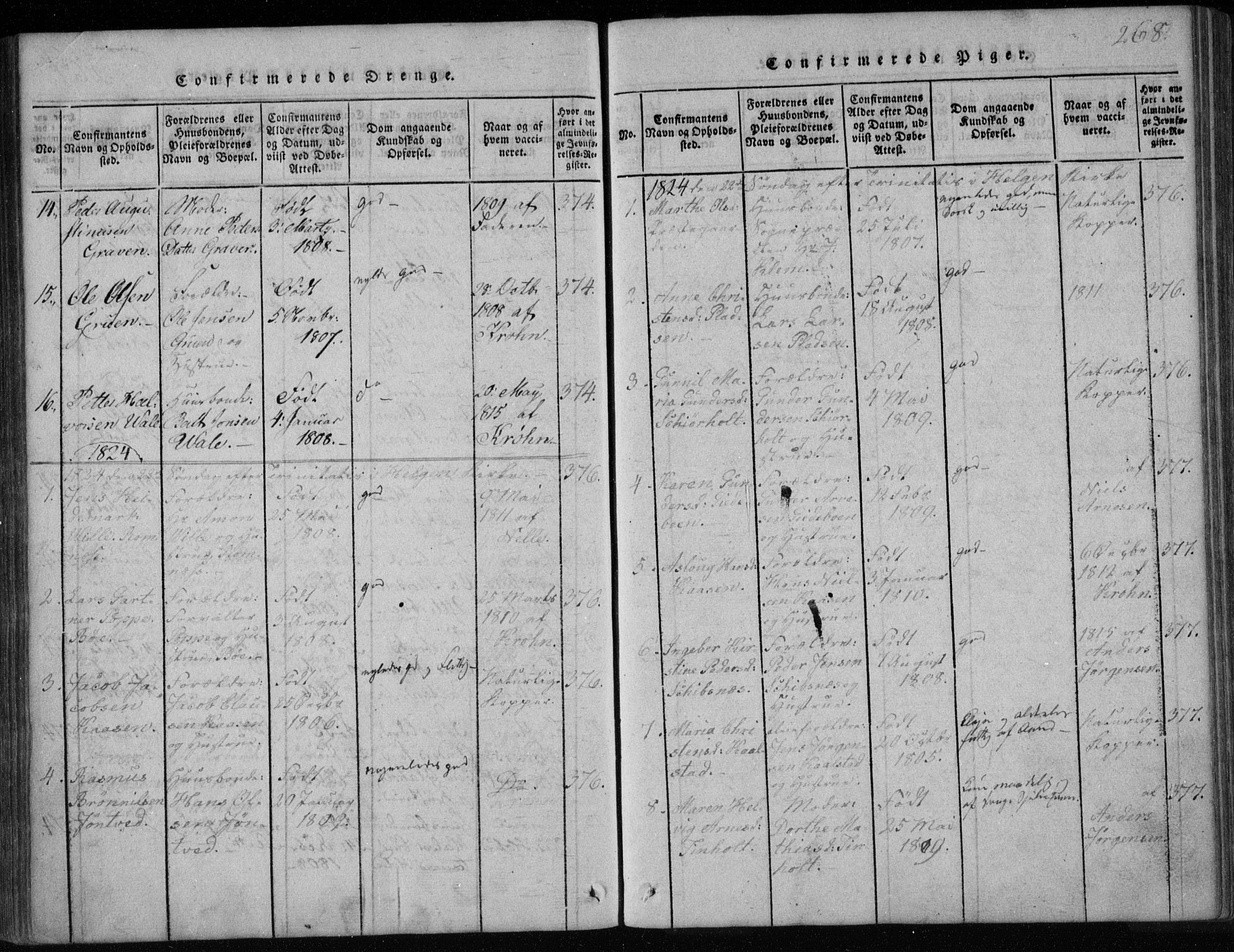 Holla kirkebøker, SAKO/A-272/F/Fa/L0003: Parish register (official) no. 3, 1815-1830, p. 268