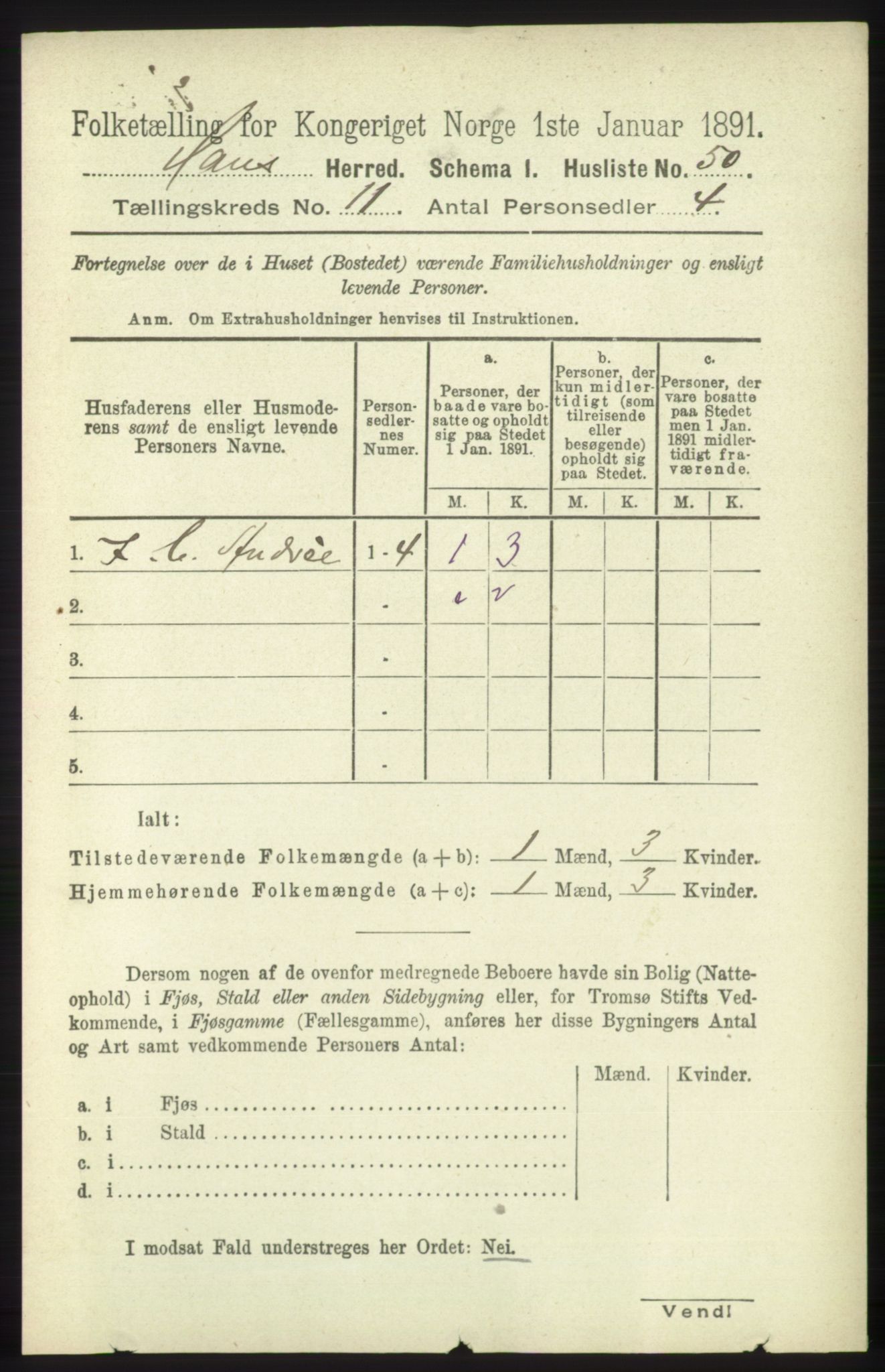 RA, 1891 census for 1250 Haus, 1891, p. 4317