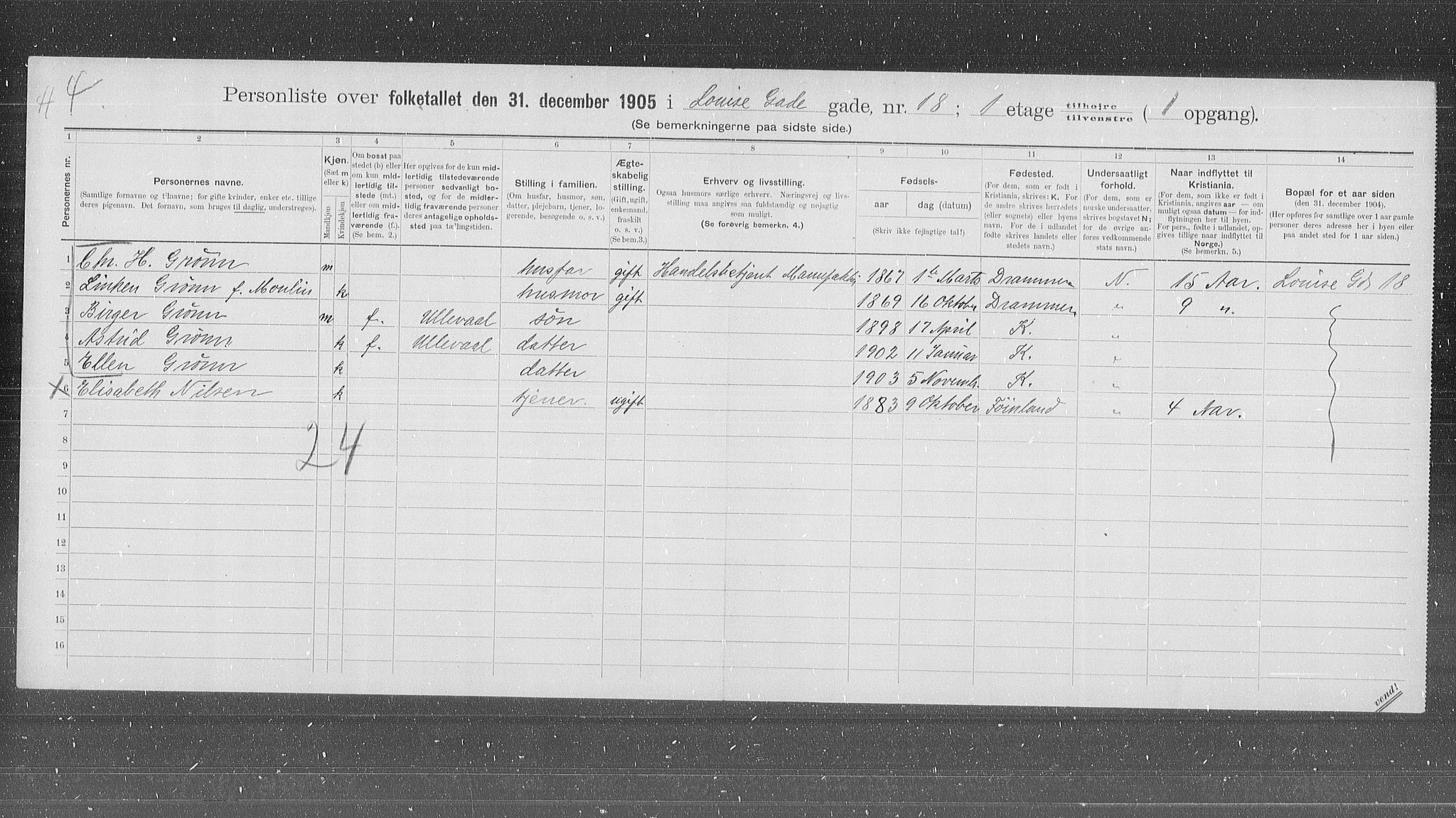 OBA, Municipal Census 1905 for Kristiania, 1905, p. 30698