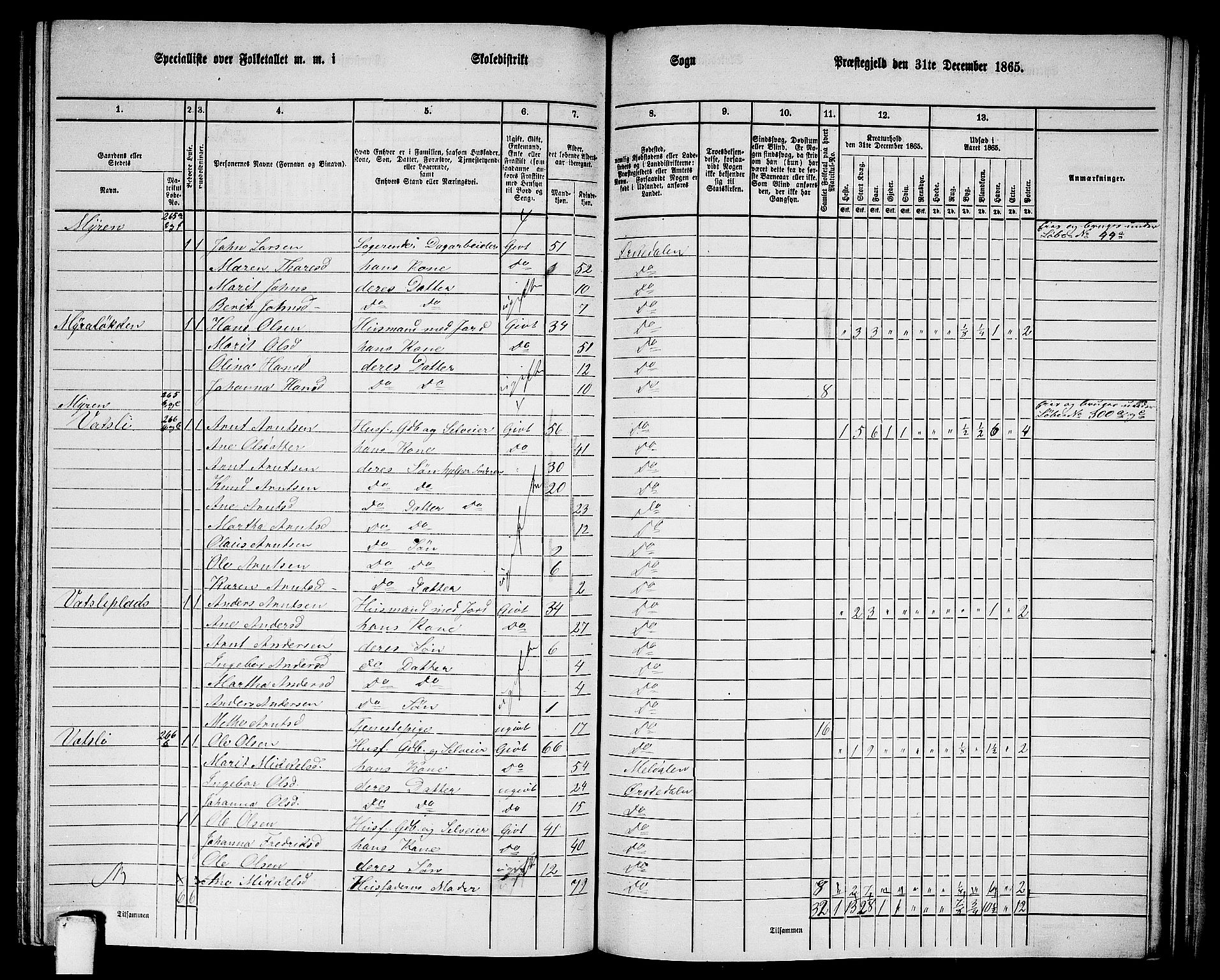 RA, 1865 census for Orkdal, 1865, p. 203