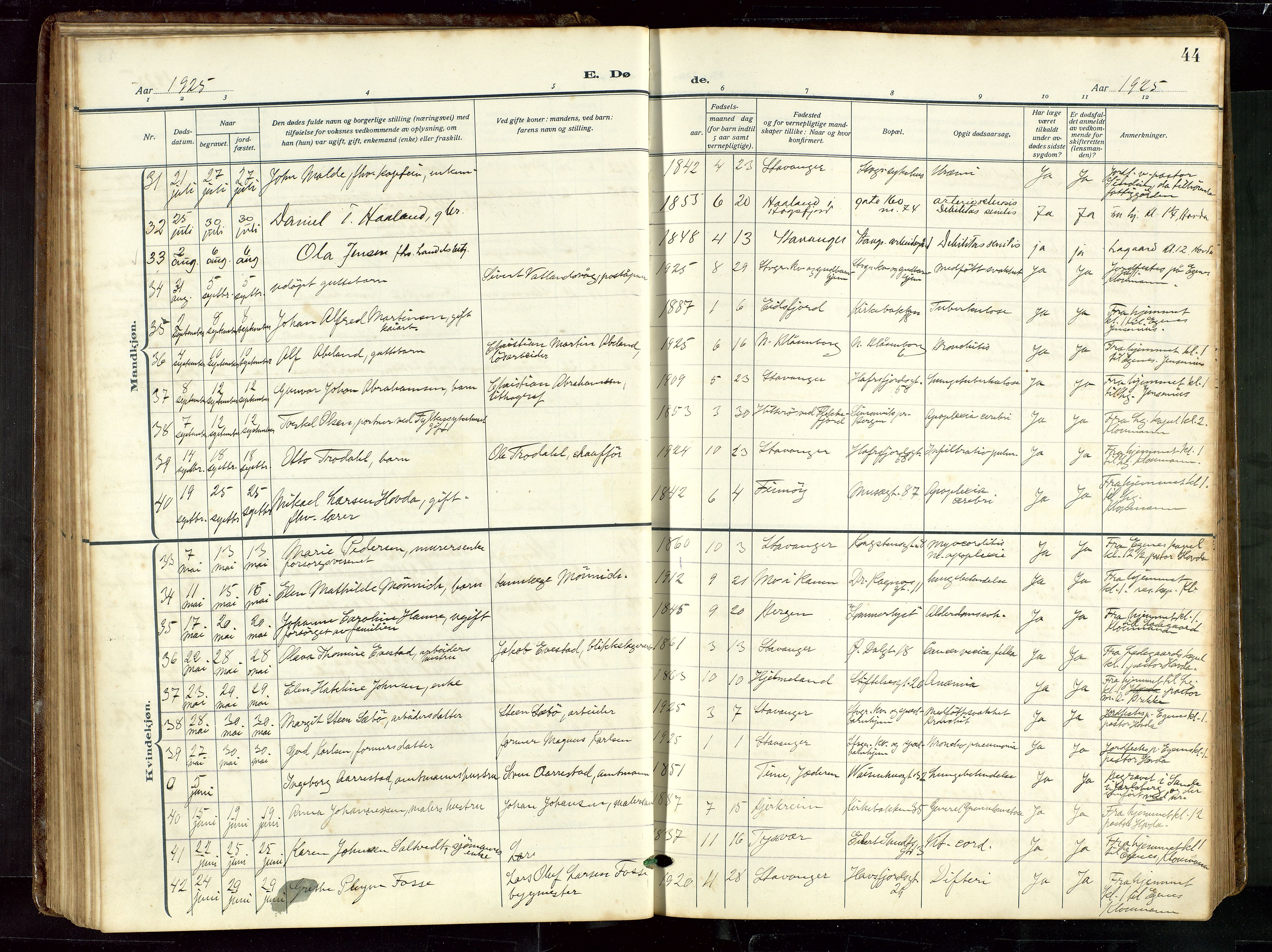 St. Petri sokneprestkontor, AV/SAST-A-101813/002/D/L0003: Parish register (official) no. A 28, 1919-1938, p. 44