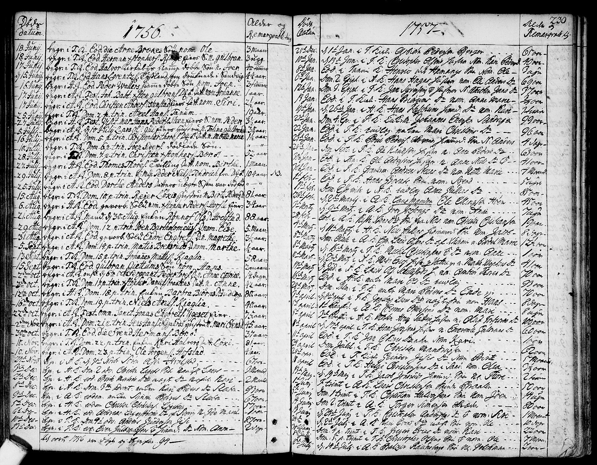 Asker prestekontor Kirkebøker, AV/SAO-A-10256a/F/Fa/L0002: Parish register (official) no. I 2, 1733-1766, p. 230