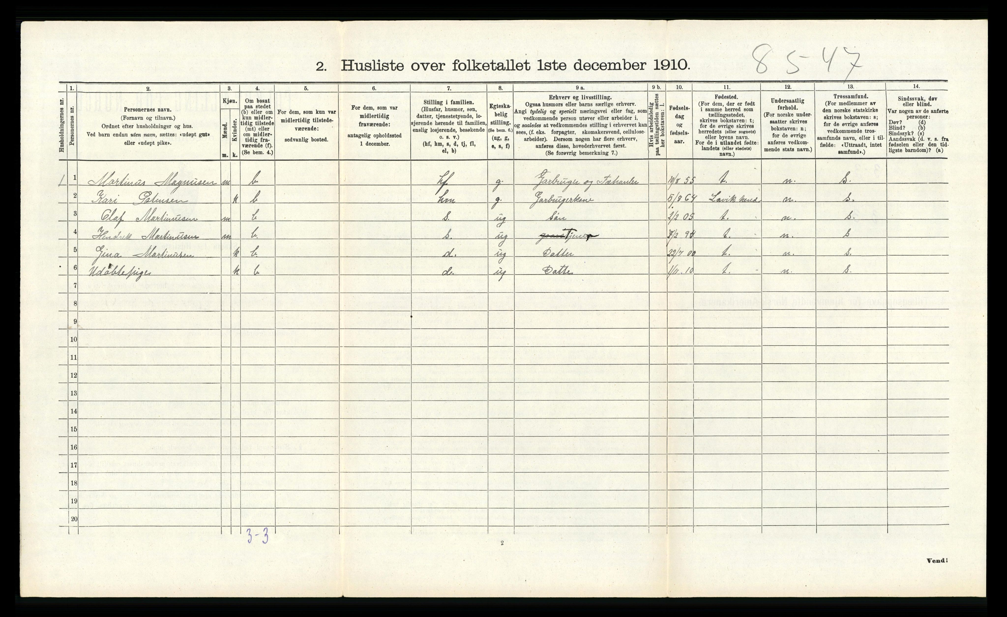 RA, 1910 census for Austrheim, 1910, p. 667