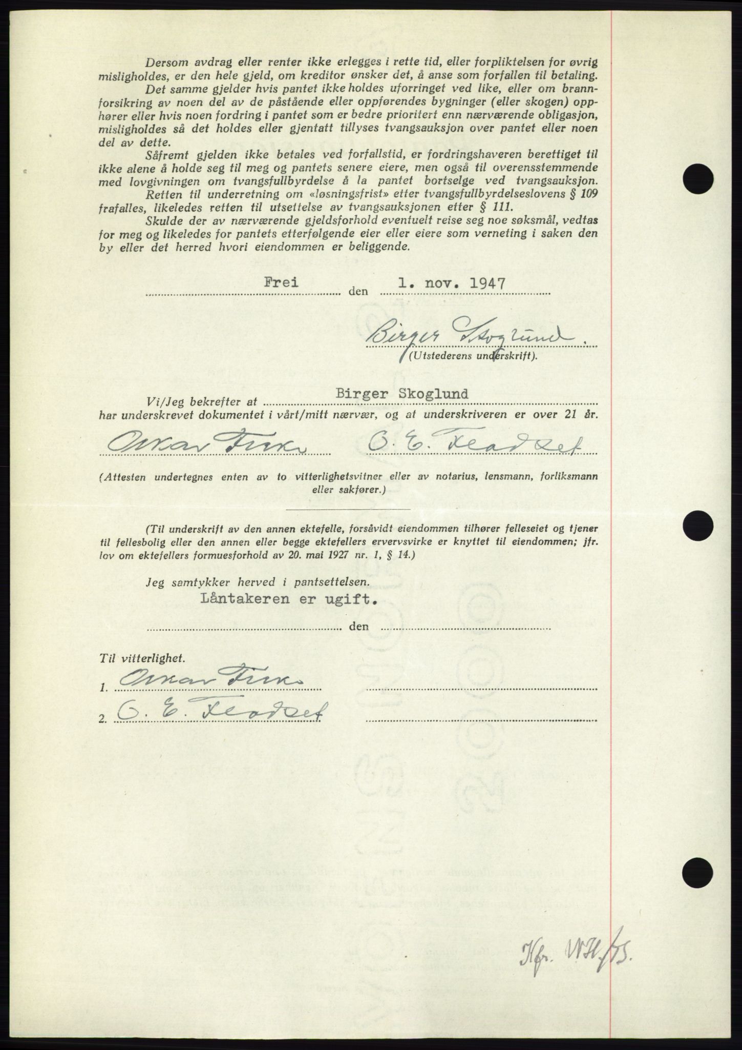 Nordmøre sorenskriveri, AV/SAT-A-4132/1/2/2Ca: Mortgage book no. B97, 1947-1948, Diary no: : 2577/1947