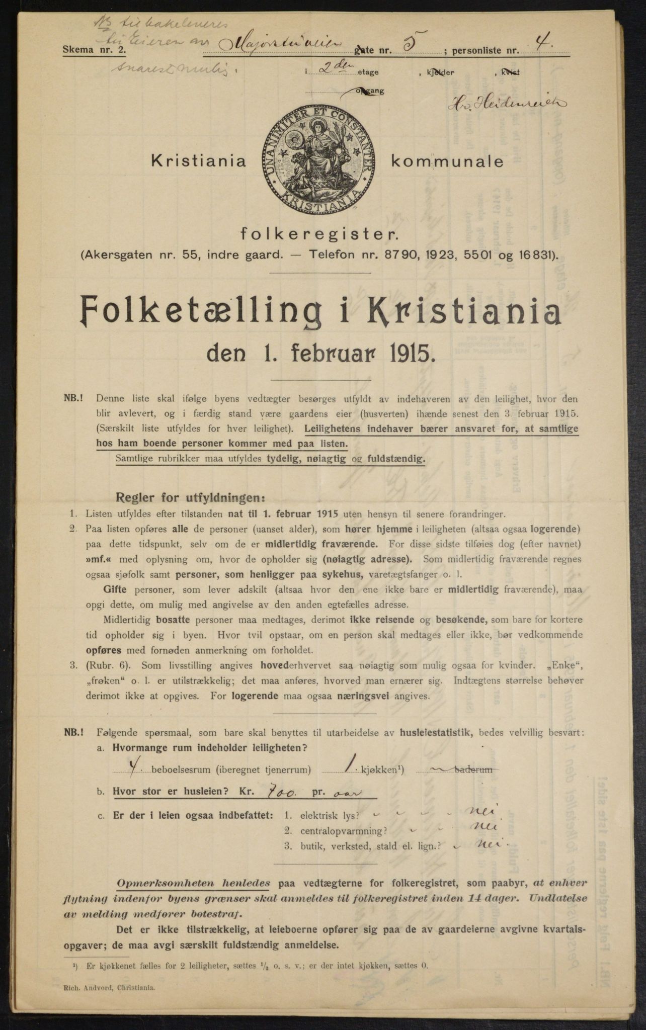 OBA, Municipal Census 1915 for Kristiania, 1915, p. 58997