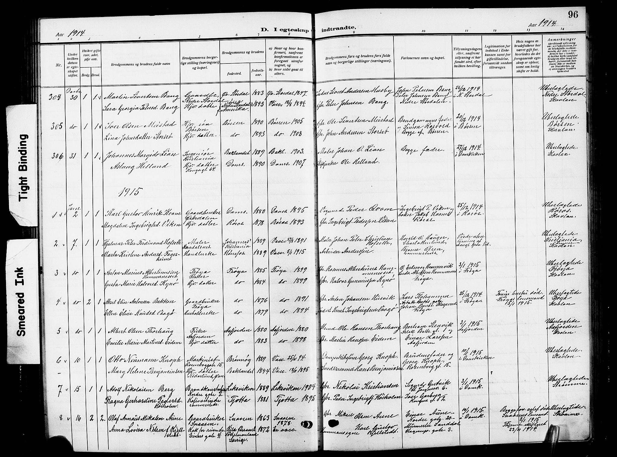 Ministerialprotokoller, klokkerbøker og fødselsregistre - Sør-Trøndelag, SAT/A-1456/601/L0097: Parish register (copy) no. 601C15, 1911-1921, p. 96