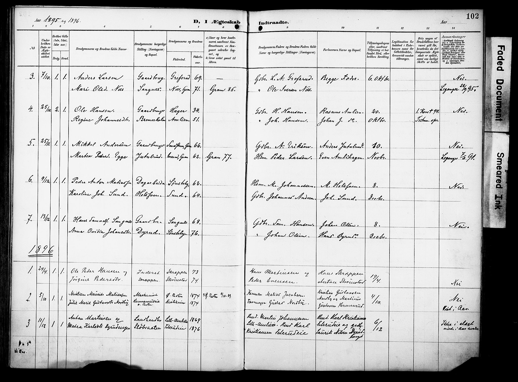 Vestre Toten prestekontor, SAH/PREST-108/H/Ha/Haa/L0012: Parish register (official) no. 12, 1890-1906, p. 102