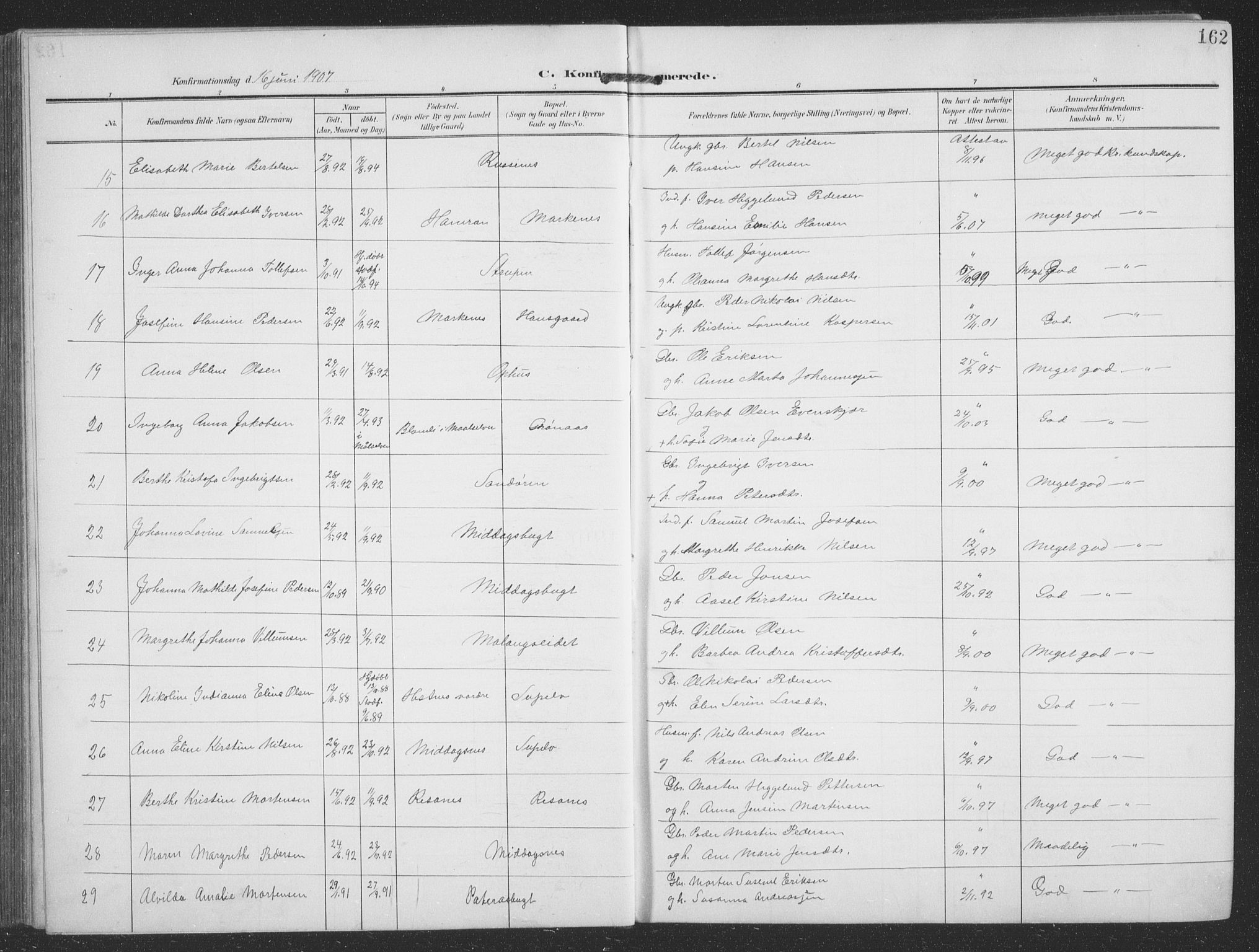 Balsfjord sokneprestembete, SATØ/S-1303/G/Ga/L0009klokker: Parish register (copy) no. 9, 1906-1920, p. 162