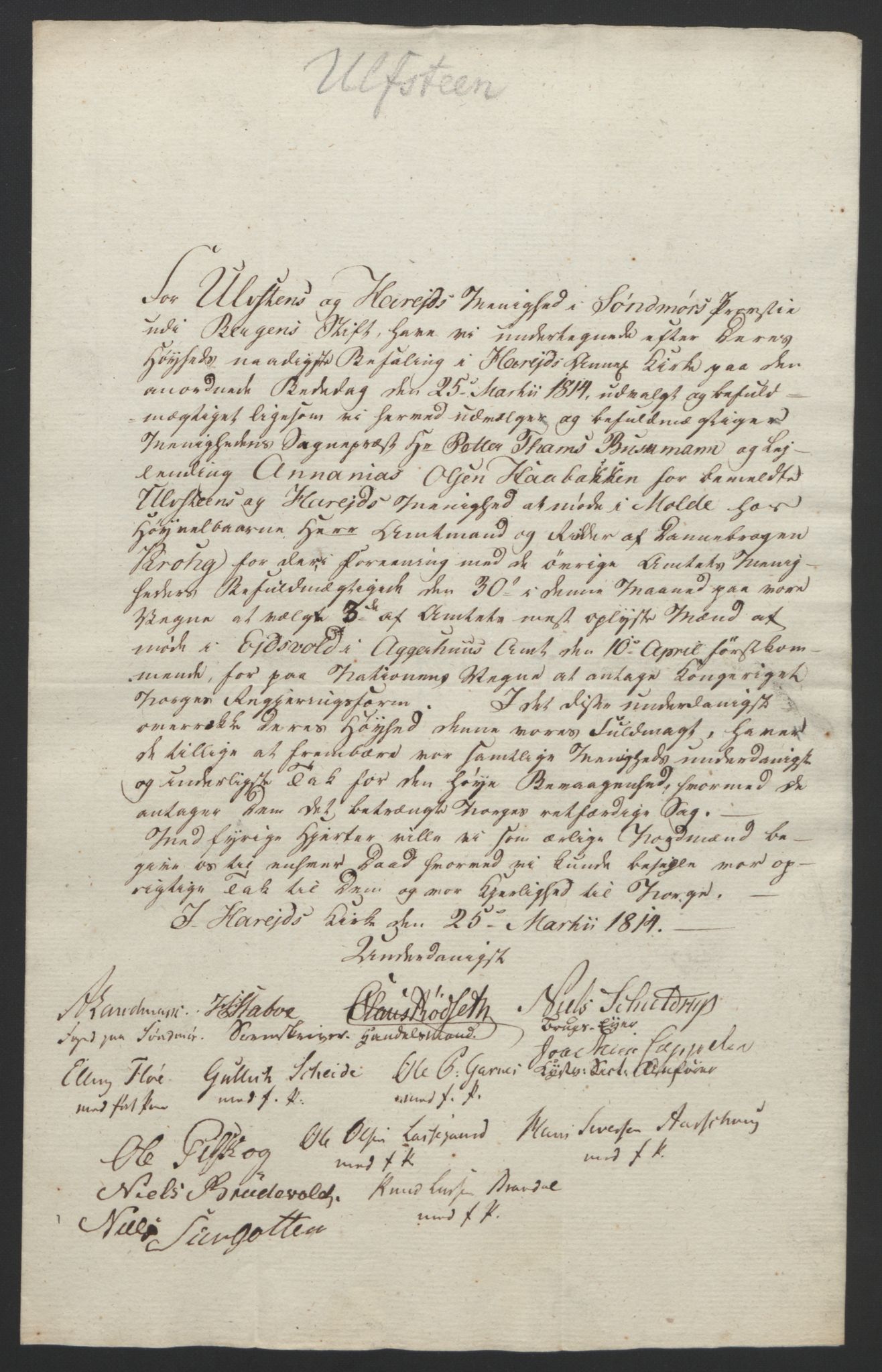 Statsrådssekretariatet, RA/S-1001/D/Db/L0008: Fullmakter for Eidsvollsrepresentantene i 1814. , 1814, p. 409