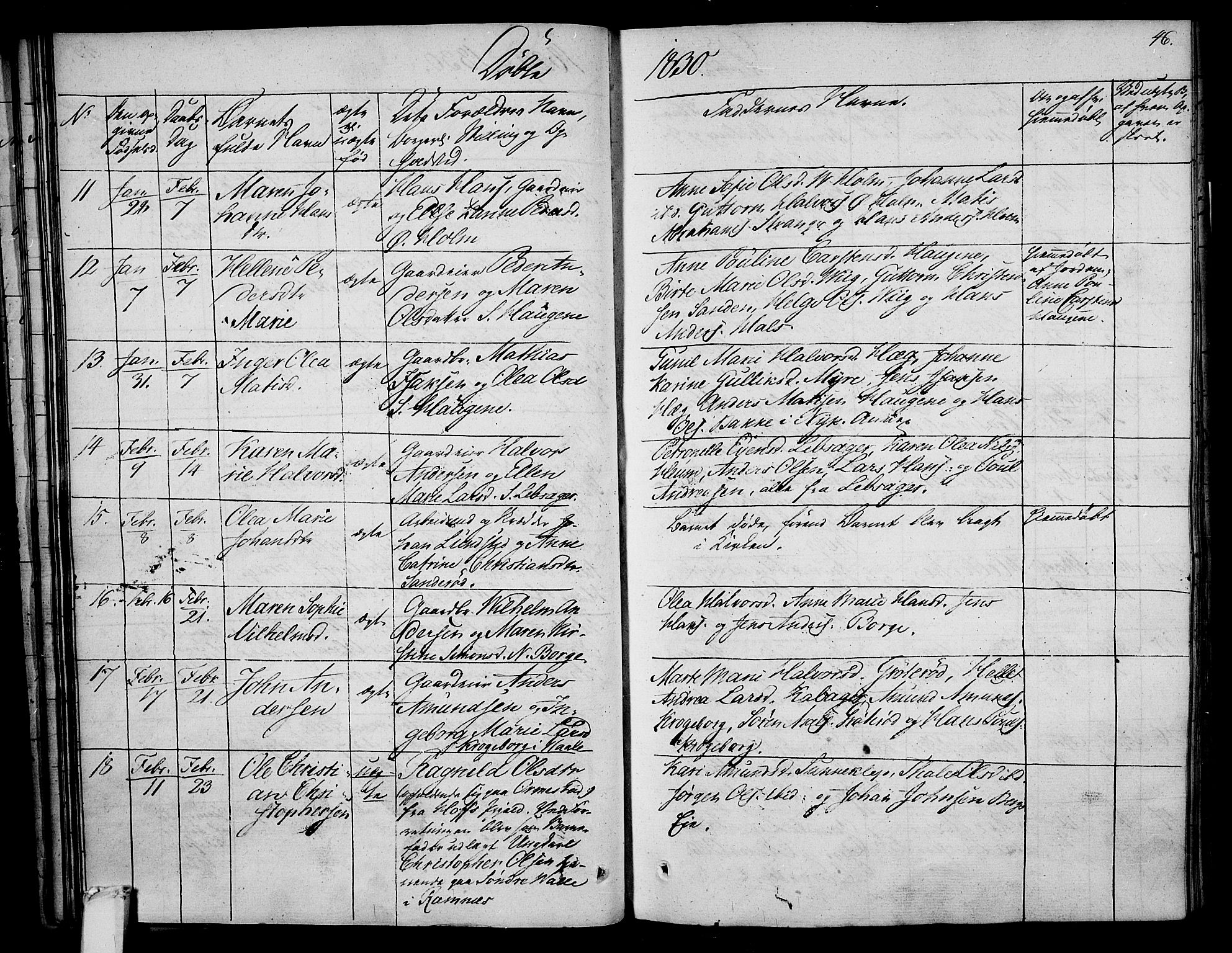 Våle kirkebøker, AV/SAKO-A-334/F/Fa/L0008: Parish register (official) no. I 8, 1824-1844, p. 46