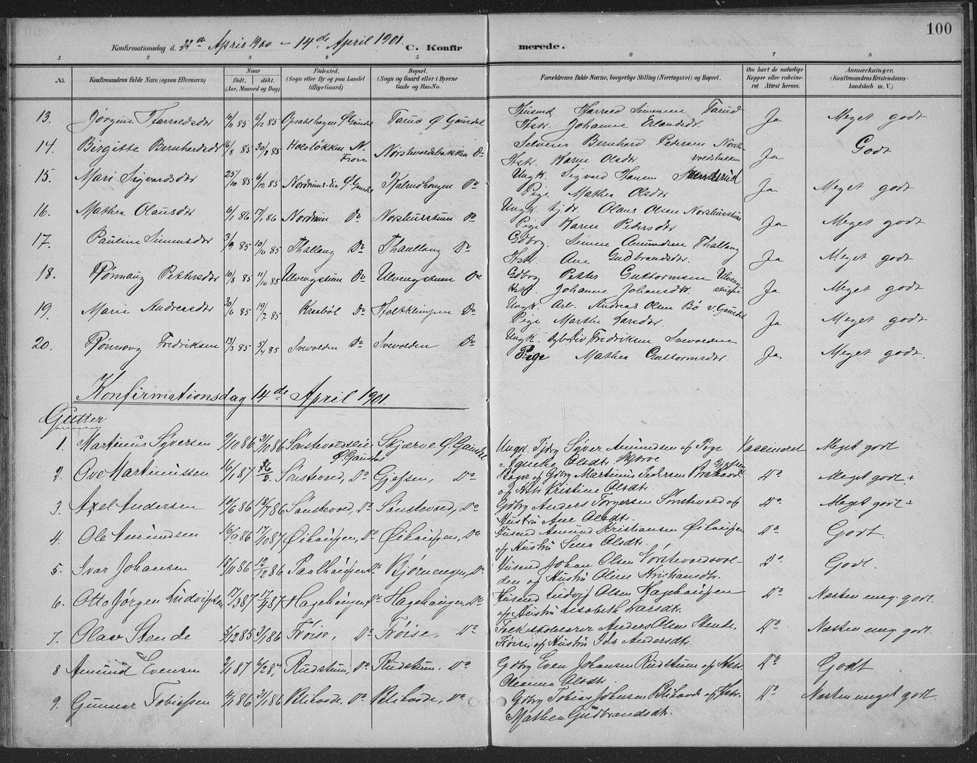 Østre Gausdal prestekontor, SAH/PREST-092/H/Ha/Haa/L0004: Parish register (official) no. 4, 1898-1914, p. 100