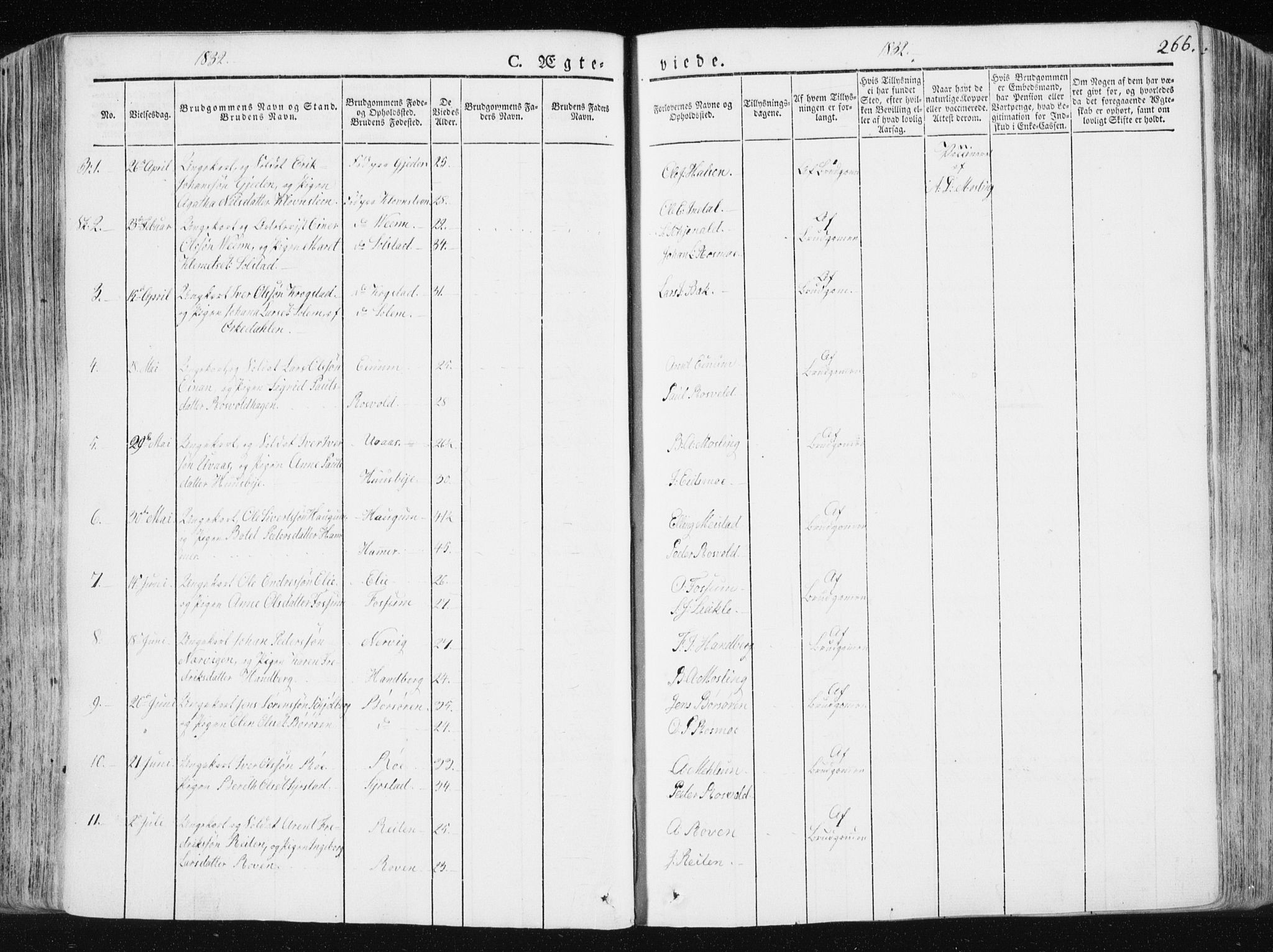Ministerialprotokoller, klokkerbøker og fødselsregistre - Sør-Trøndelag, SAT/A-1456/665/L0771: Parish register (official) no. 665A06, 1830-1856, p. 266