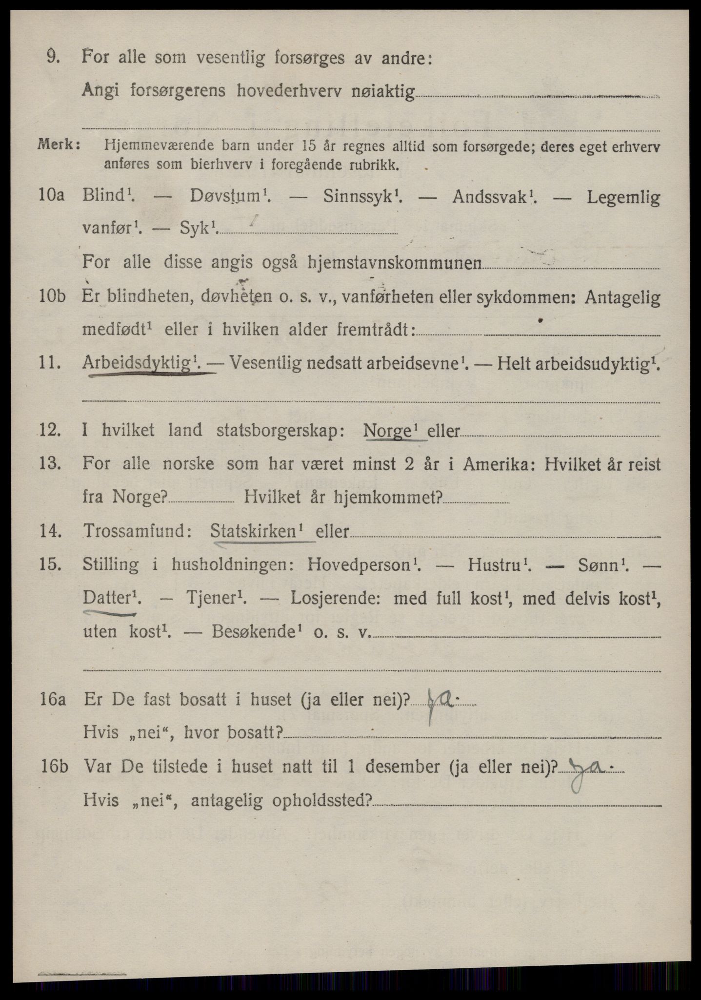 SAT, 1920 census for Borgund, 1920, p. 12911