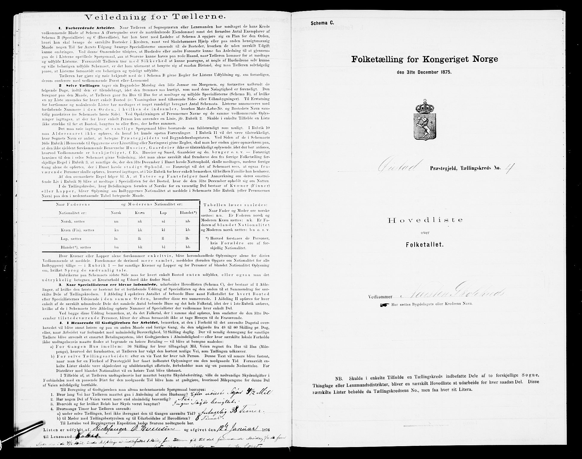 SAK, 1875 census for 0920P Øyestad, 1875, p. 37