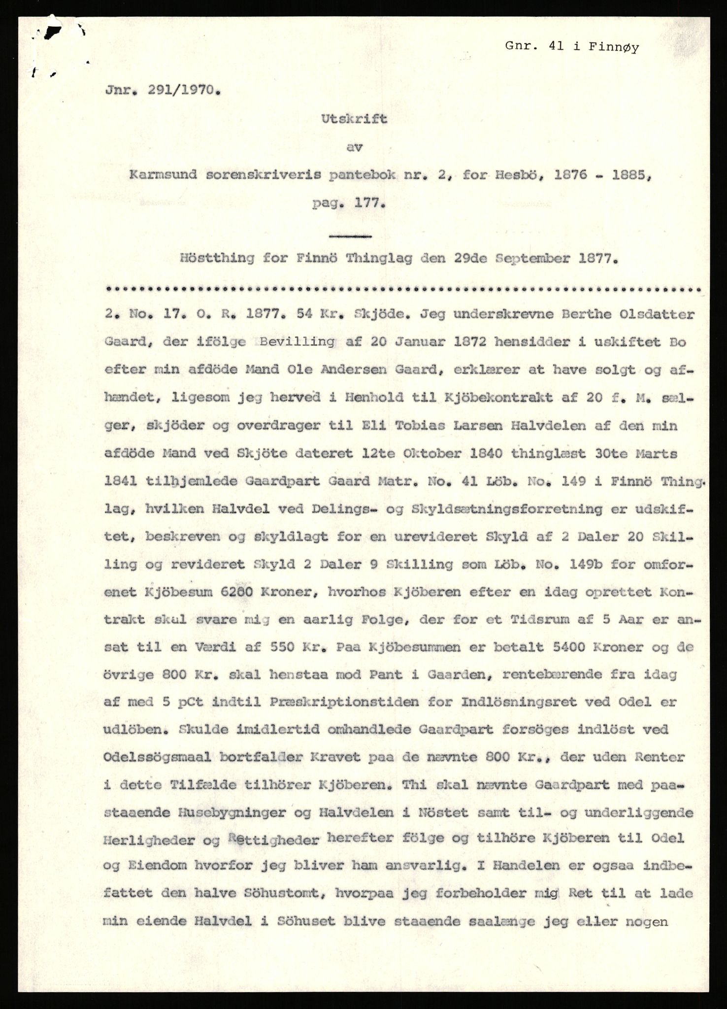 Statsarkivet i Stavanger, AV/SAST-A-101971/03/Y/Yj/L0024: Avskrifter sortert etter gårdsnavn: Fæøen - Garborg, 1750-1930, p. 611