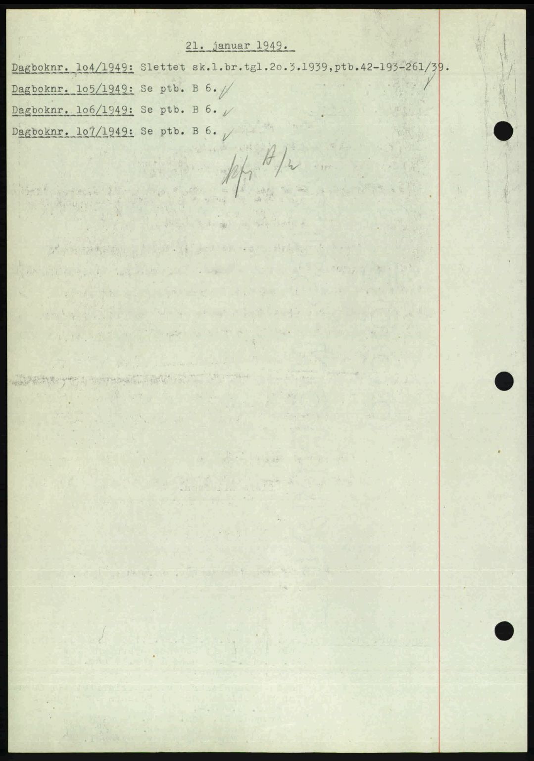 Nedenes sorenskriveri, SAK/1221-0006/G/Gb/Gba/L0060: Mortgage book no. A12, 1948-1949, Diary no: : 104/1949